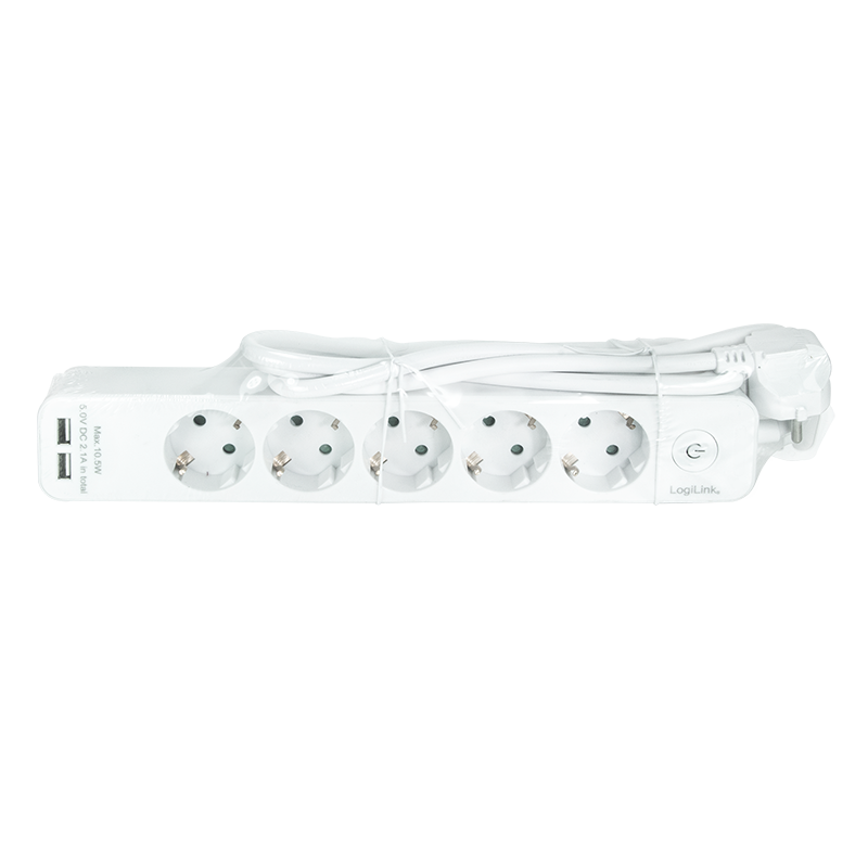 Logilink Steckdosenleiste 5-fach, 1,5m 2xUSB 5V/2,1A max.