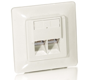 Equip Cat5e Unterputzdose+Frontplatte 2xRJ45 45° RAL9010