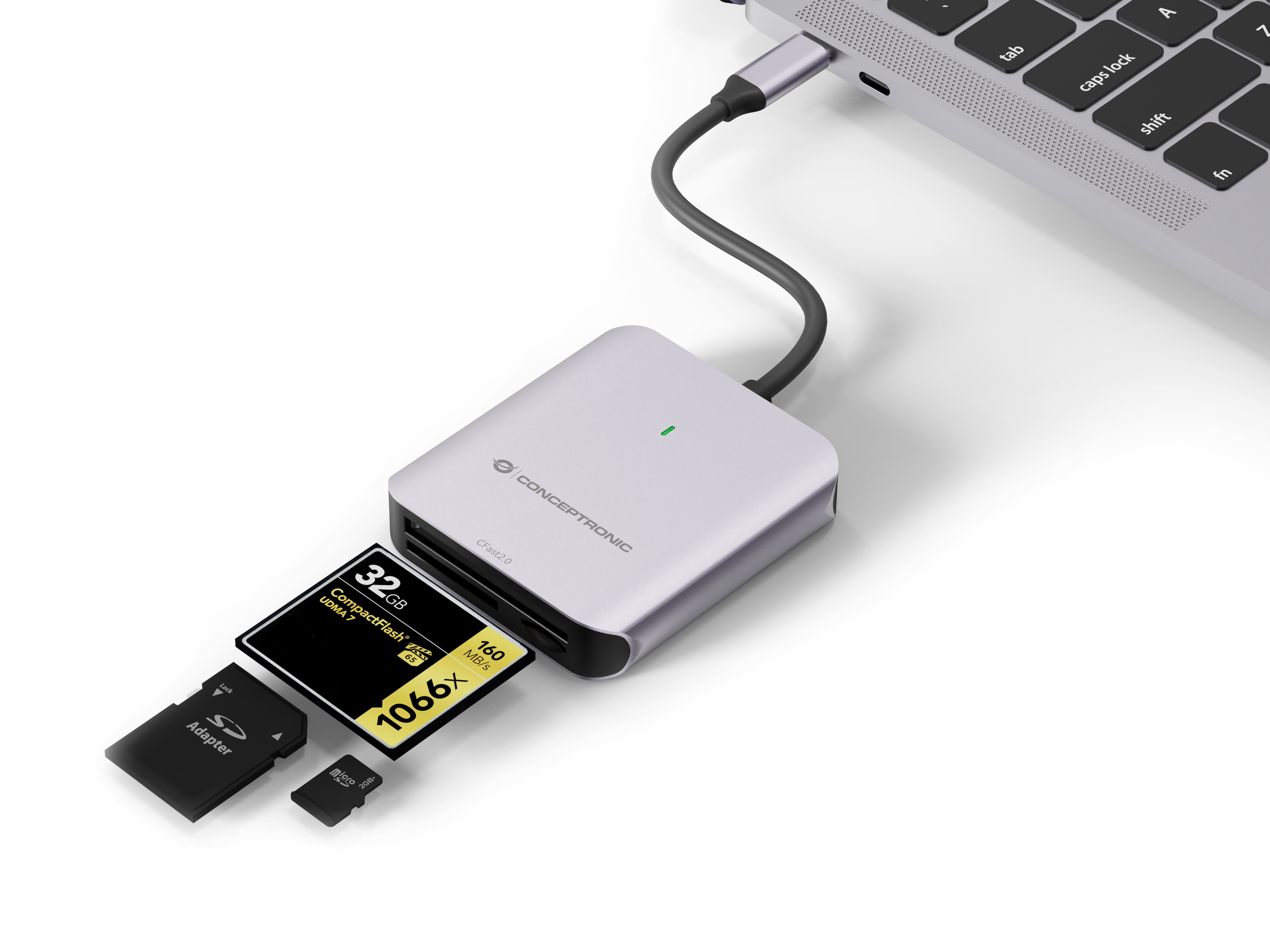 CONCEPTRONIC Kartenleser USB-C3.2->SD/TF4.0/CFast2.0 schwarz