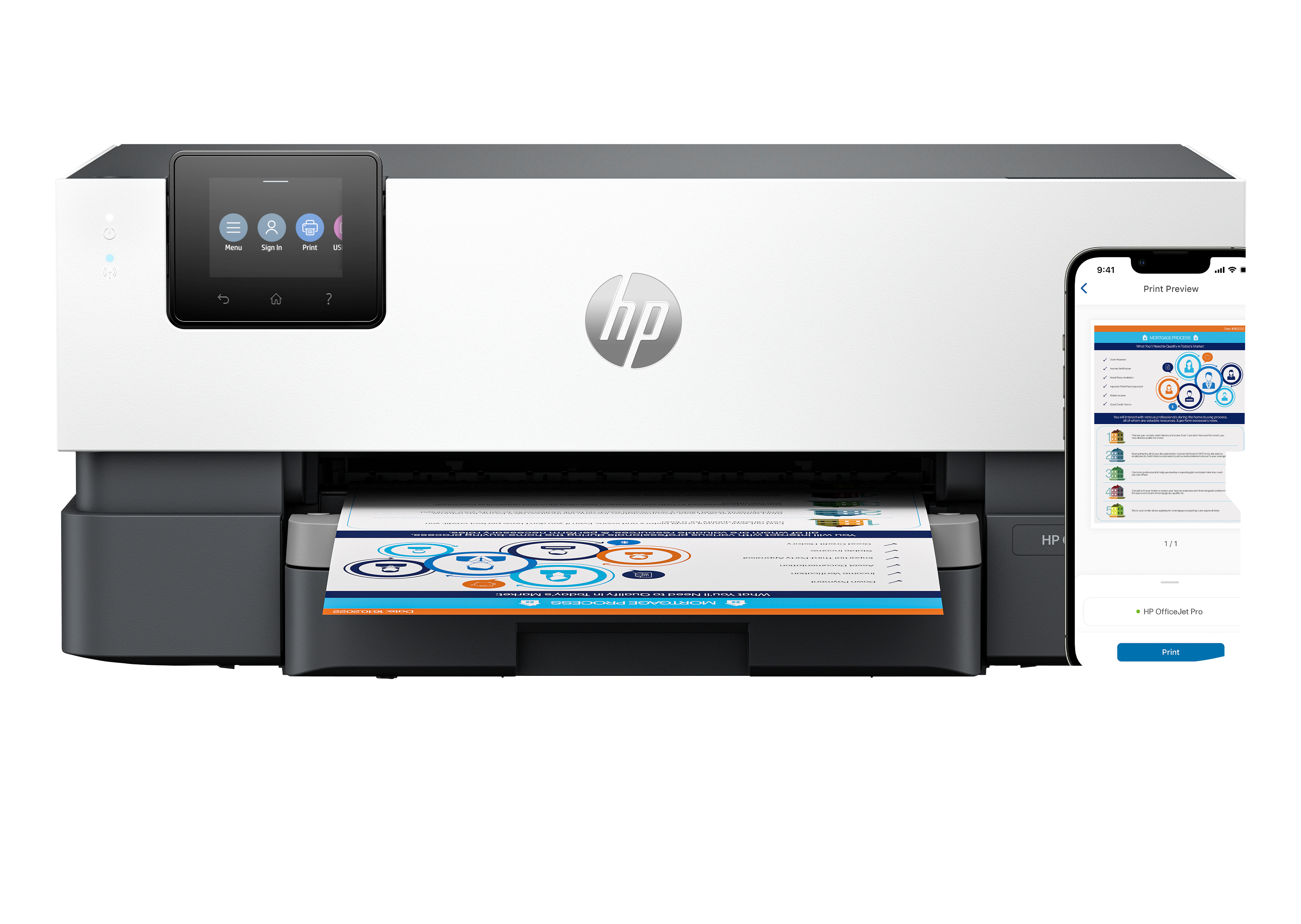 HP Officejet Pro 9110b Printer colour Duplex inkjet A4 1200x1200dpi 22ppm mono 18ppm colour 250sheets USB LAN Wi-Fi Bluetooth 5.0 LE