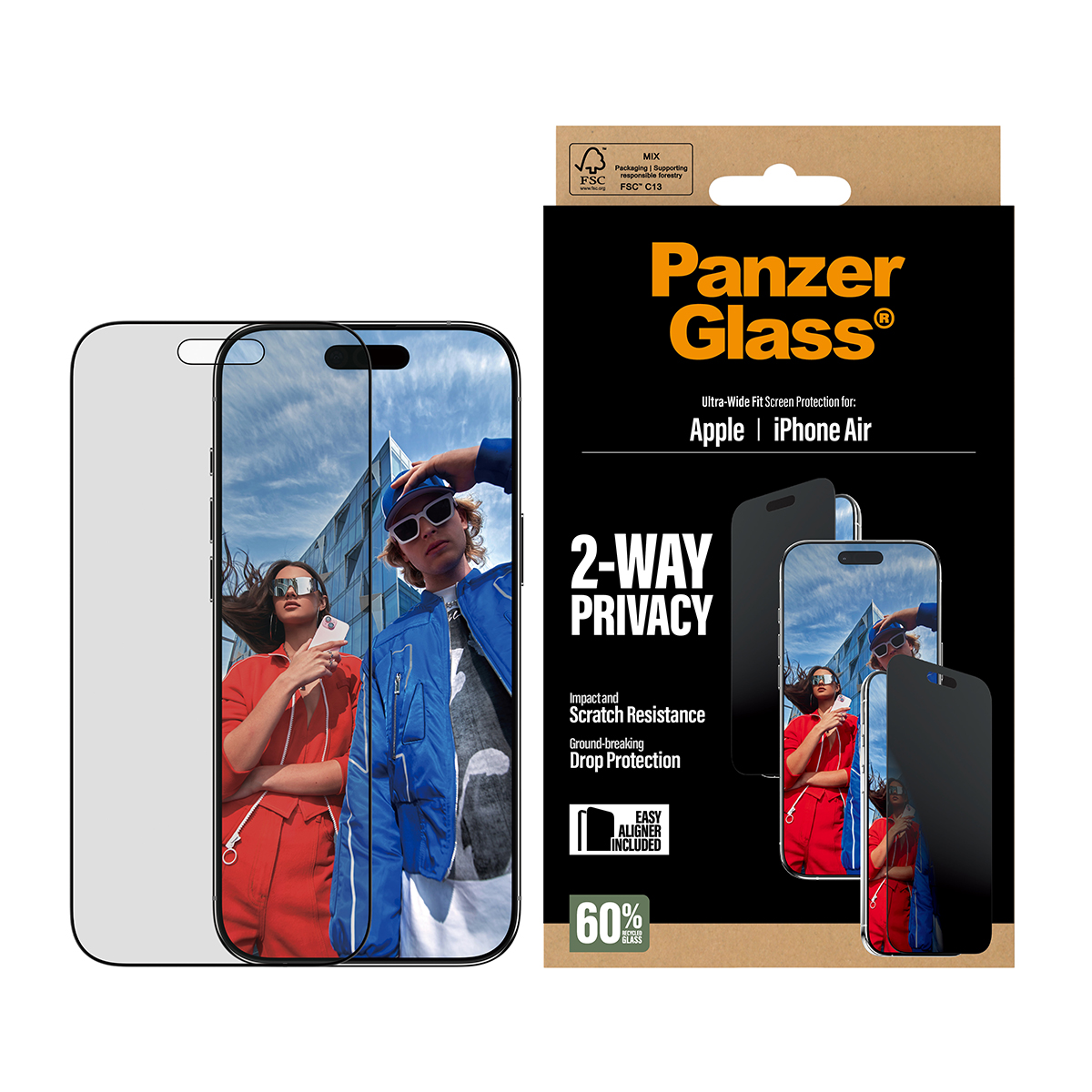 2-WAY PRIVACY SCREEN PROTECTOR ULTRA-WIDE FIT W. EASYALIGNER