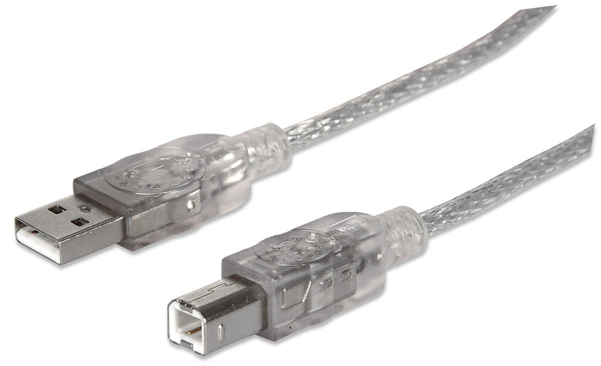 MANHATTAN USB Kabel A -> B St/St 3.00m silber