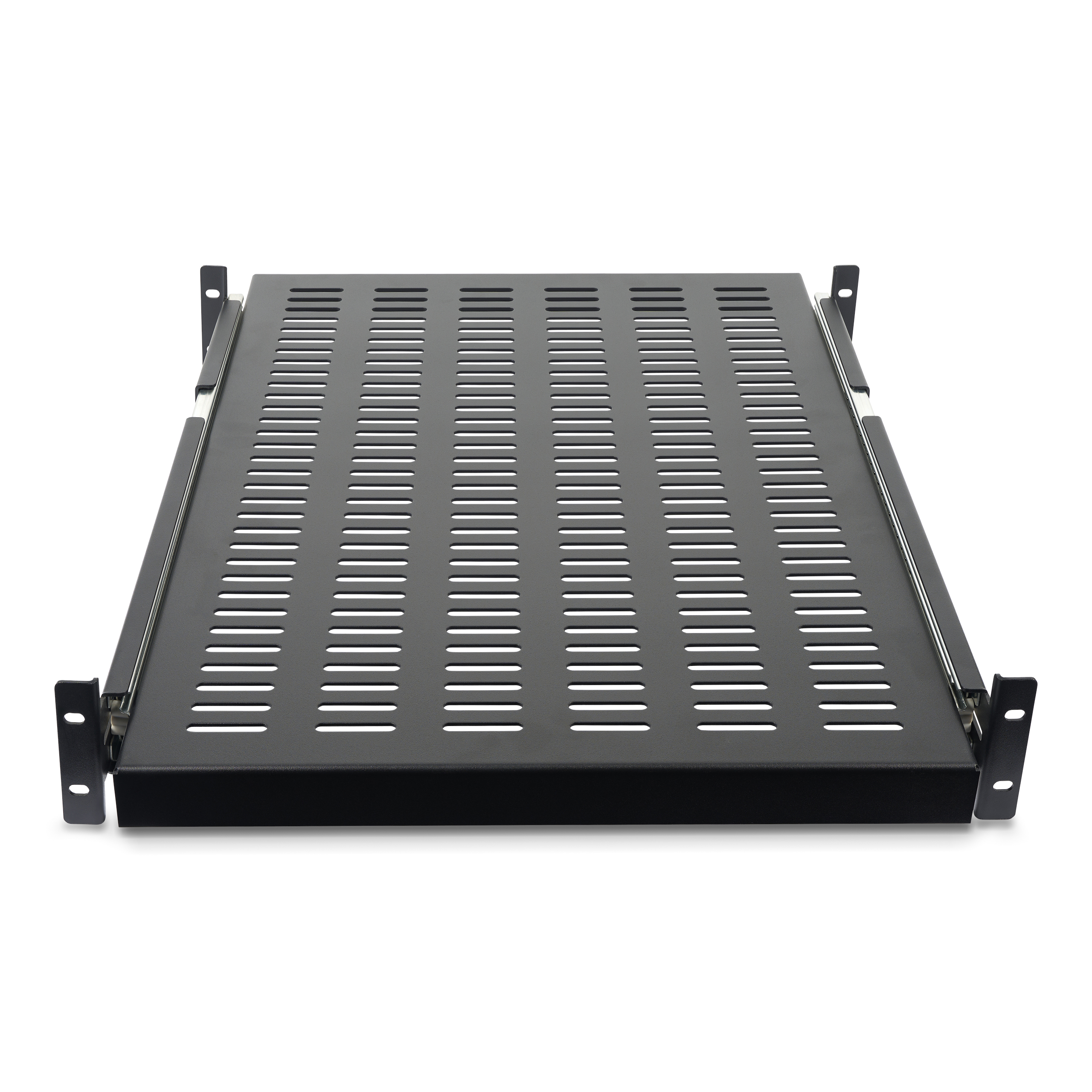 STARTECH.COM 2HE ausziehbarer Rack-Fachboden belüftet - 22.7kg - 19 Zoll Serverschrank Rack-Shelf - Schwarz