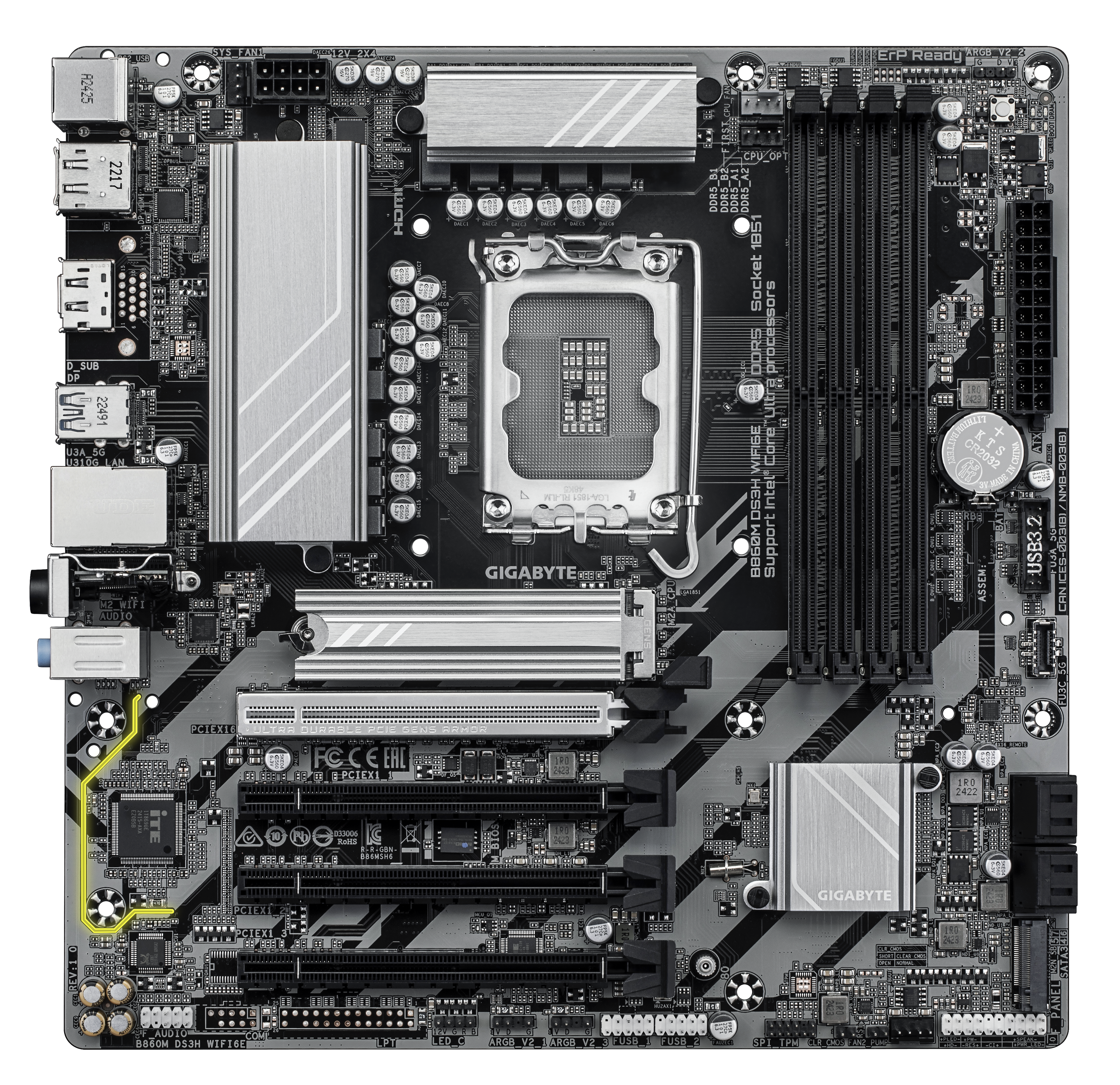 GIGABYTE B860M DS3H WIFI6E LGA1851 4xDDR5 mATX HDMI 2xDP USB WIFI MB