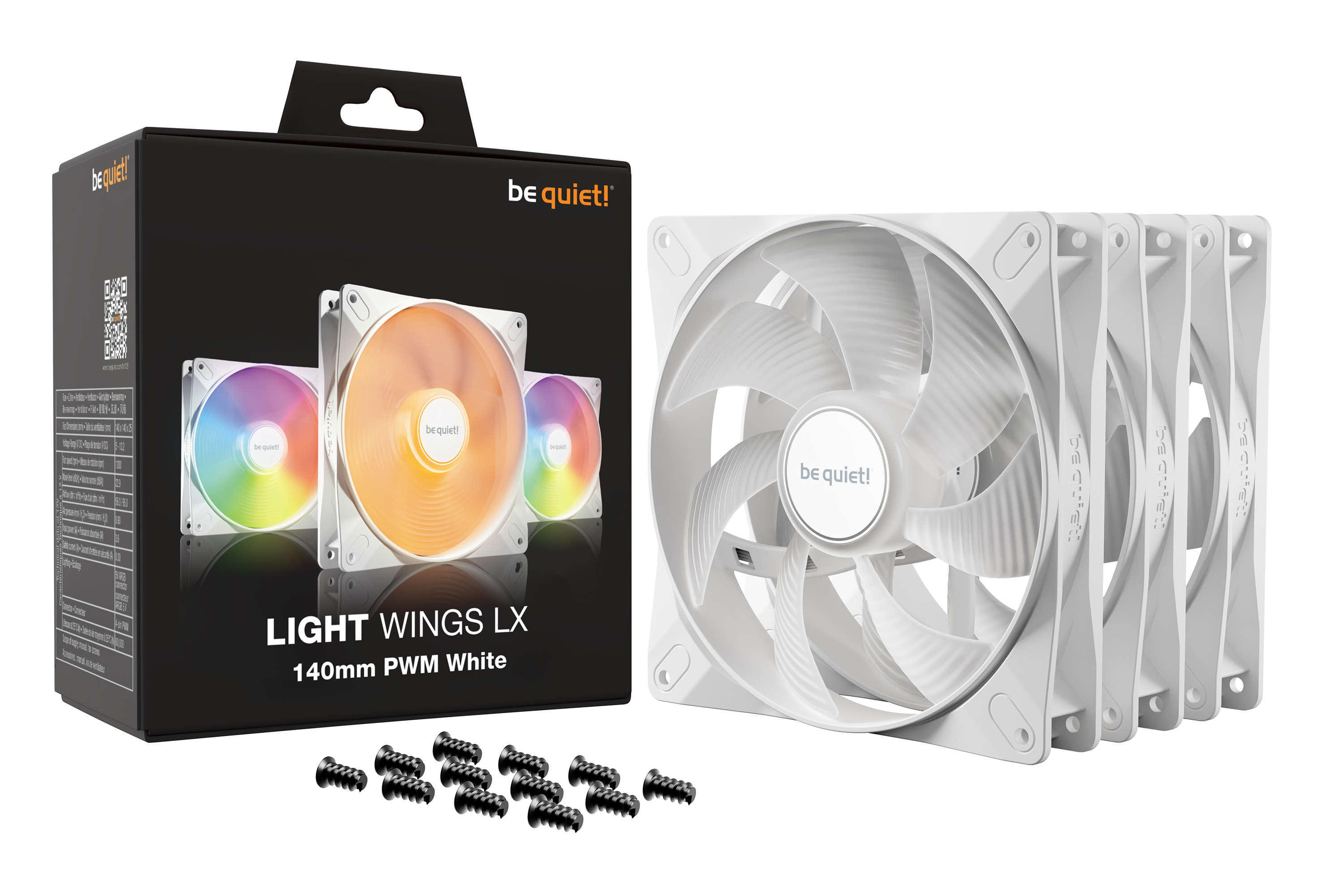 Light Wings LX 140mm PWM White Triple Pack, Gehäuselüfter