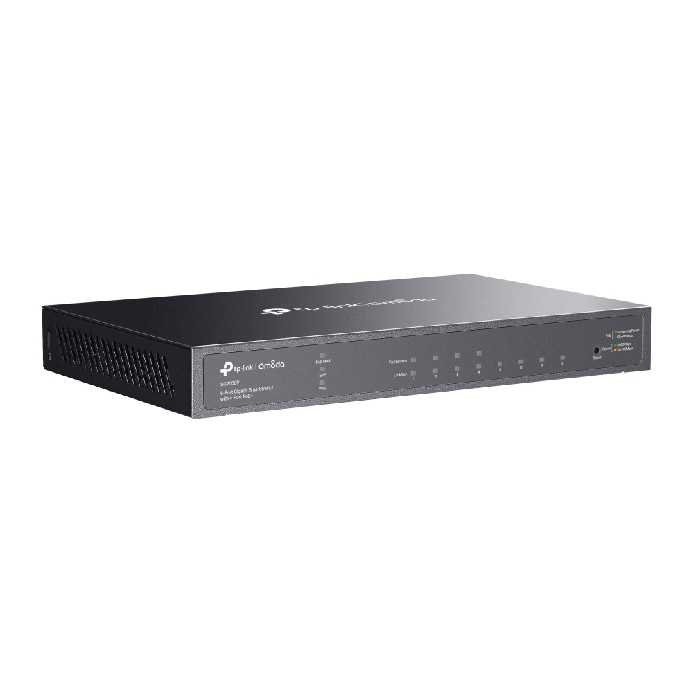 TP-LINK SG2008P Omada 8-Port Gigabit Smart Switch 8× Gigabit RJ45 ports (1 PD port) VLAN ACL QoS IGMP Snooping Fanless