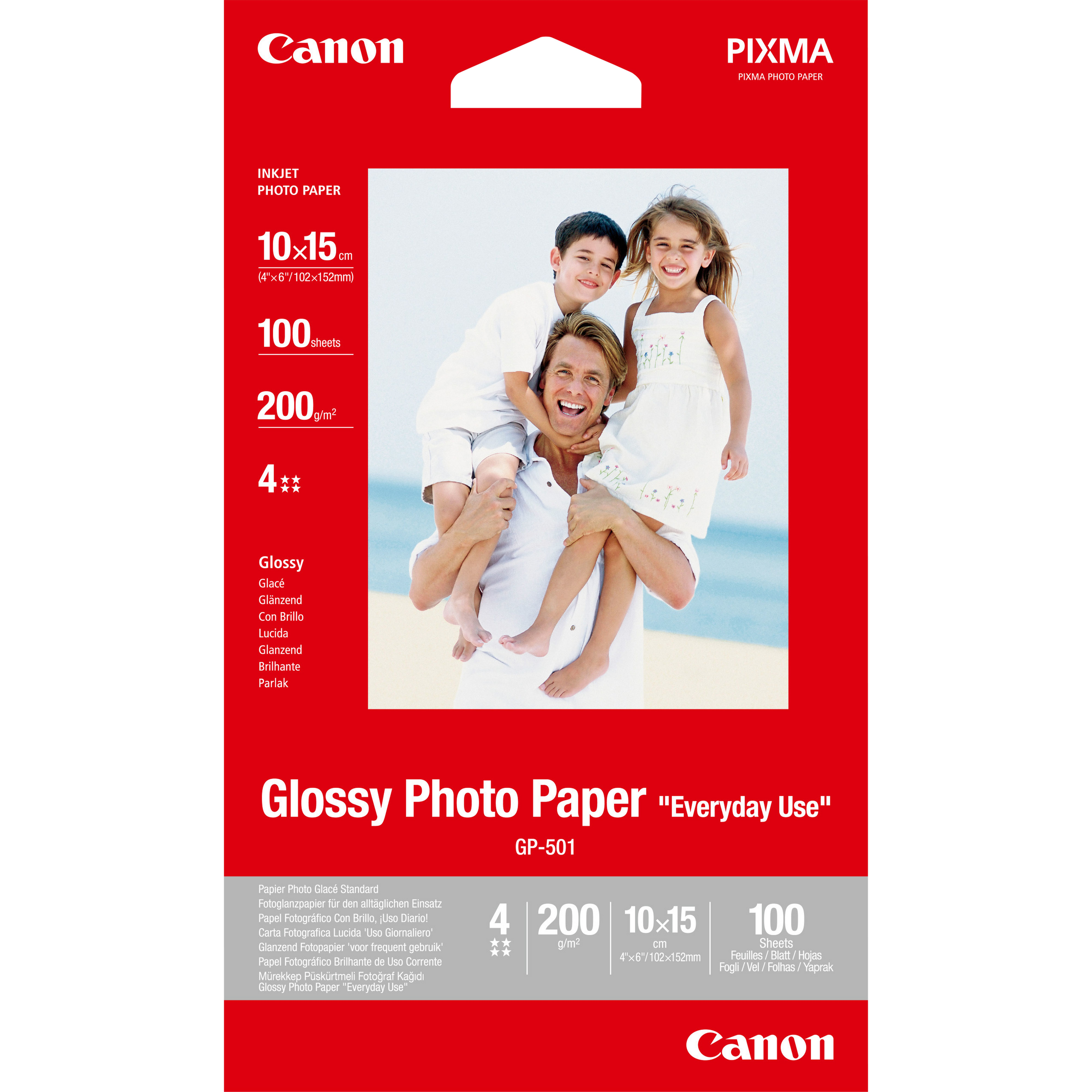 GP-501 GLOSSY PHOTO PAPER 10X15CM 100SHT 210G/QM