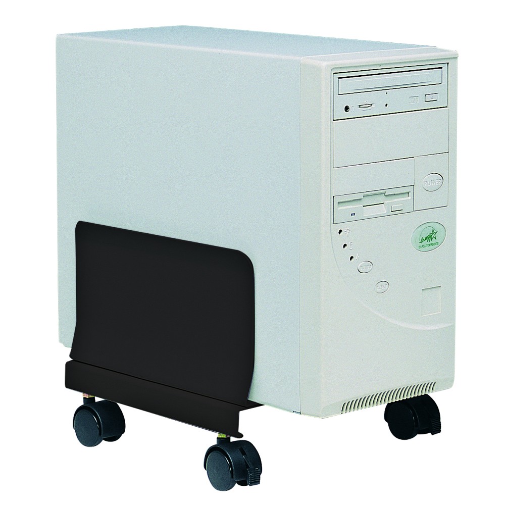 TECHLY Rollwagen fuer PC Desktop Computer Stahl bis 25 kg mit Bremse schwarz
