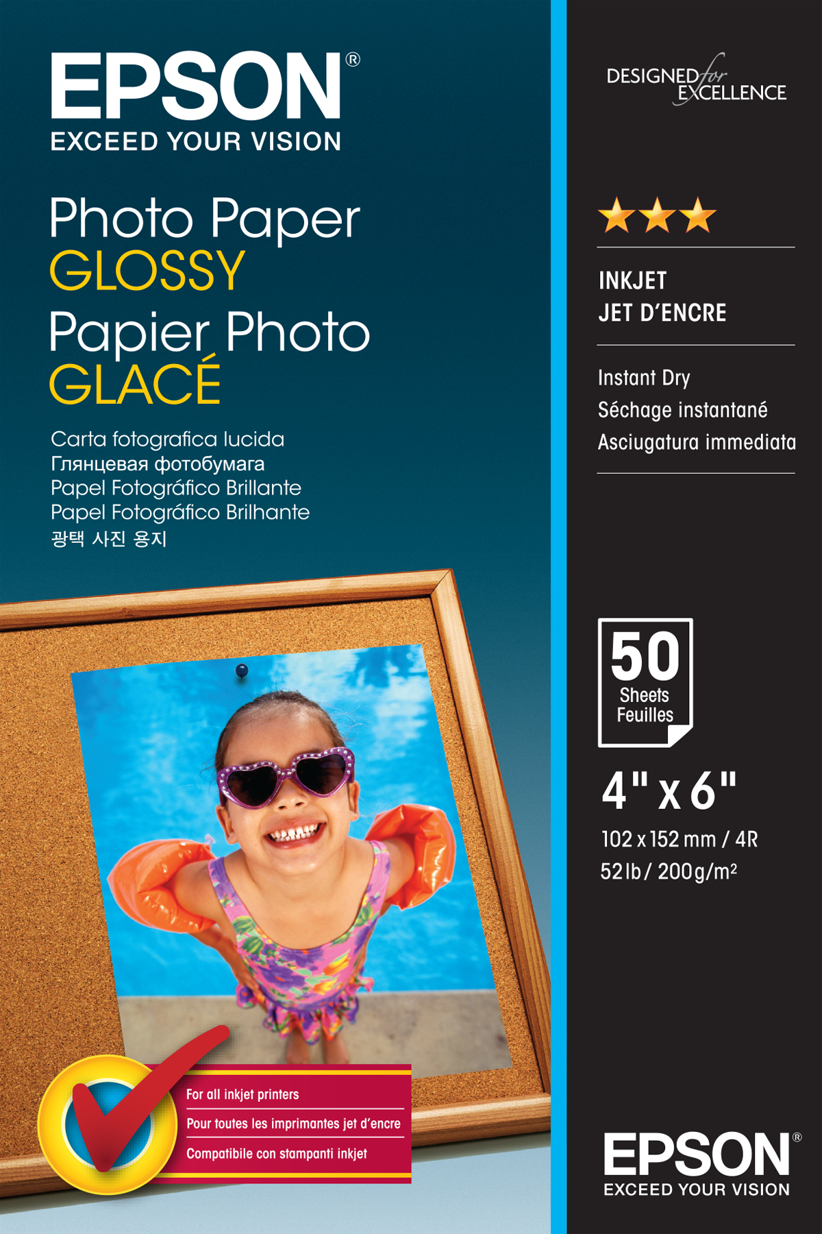 EPSON Fotopapier S042547 10,0 x 15,0 cm glänzend 200 g/qm 50 Blatt