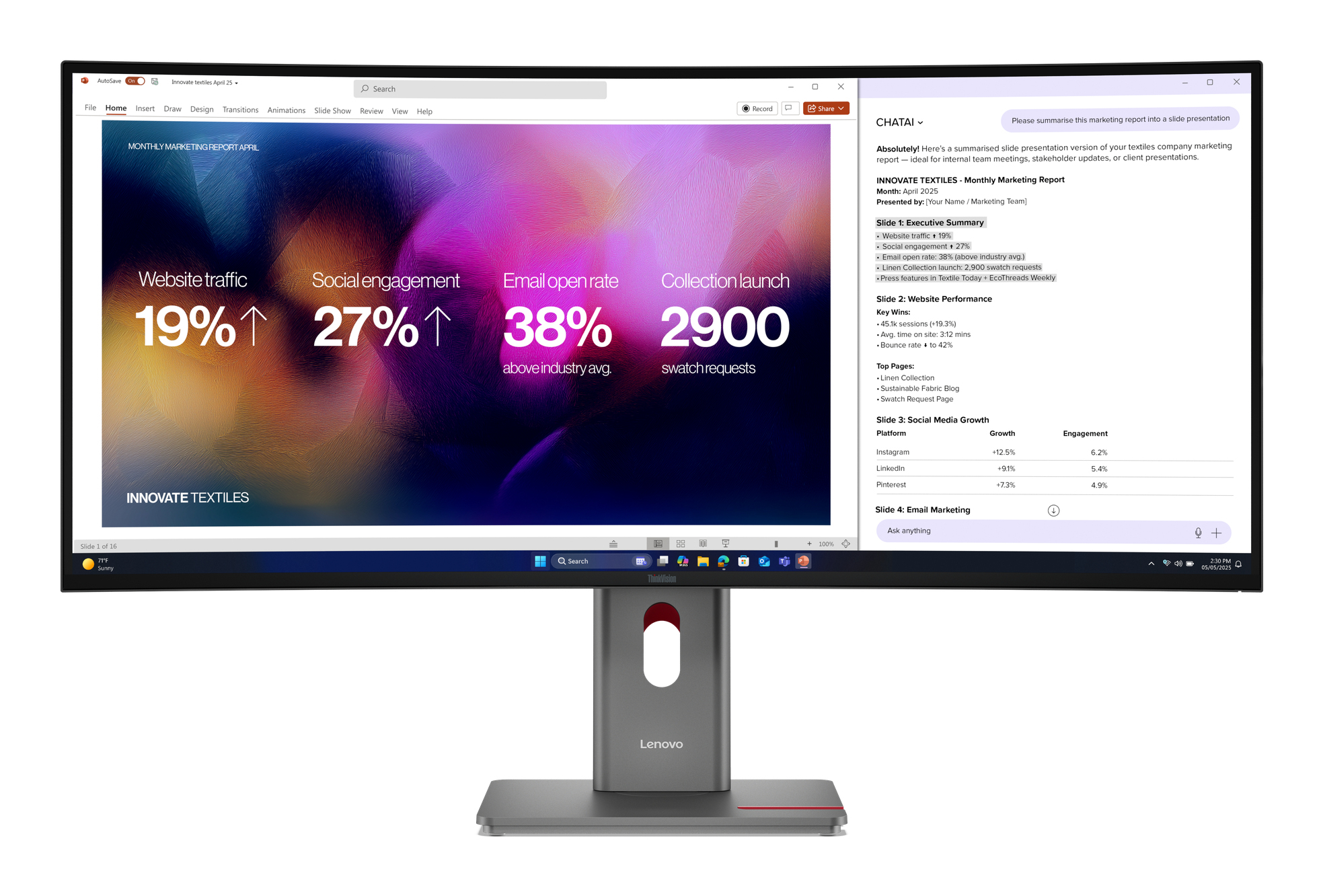 LENOVO ThinkVision P40WD-40 LED monitor curved 100,84cm 39,7Zoll 5120x2160 5K 120Hz IPS HDR10 Thunderbolt 4 HDMI DisplayPort speaker