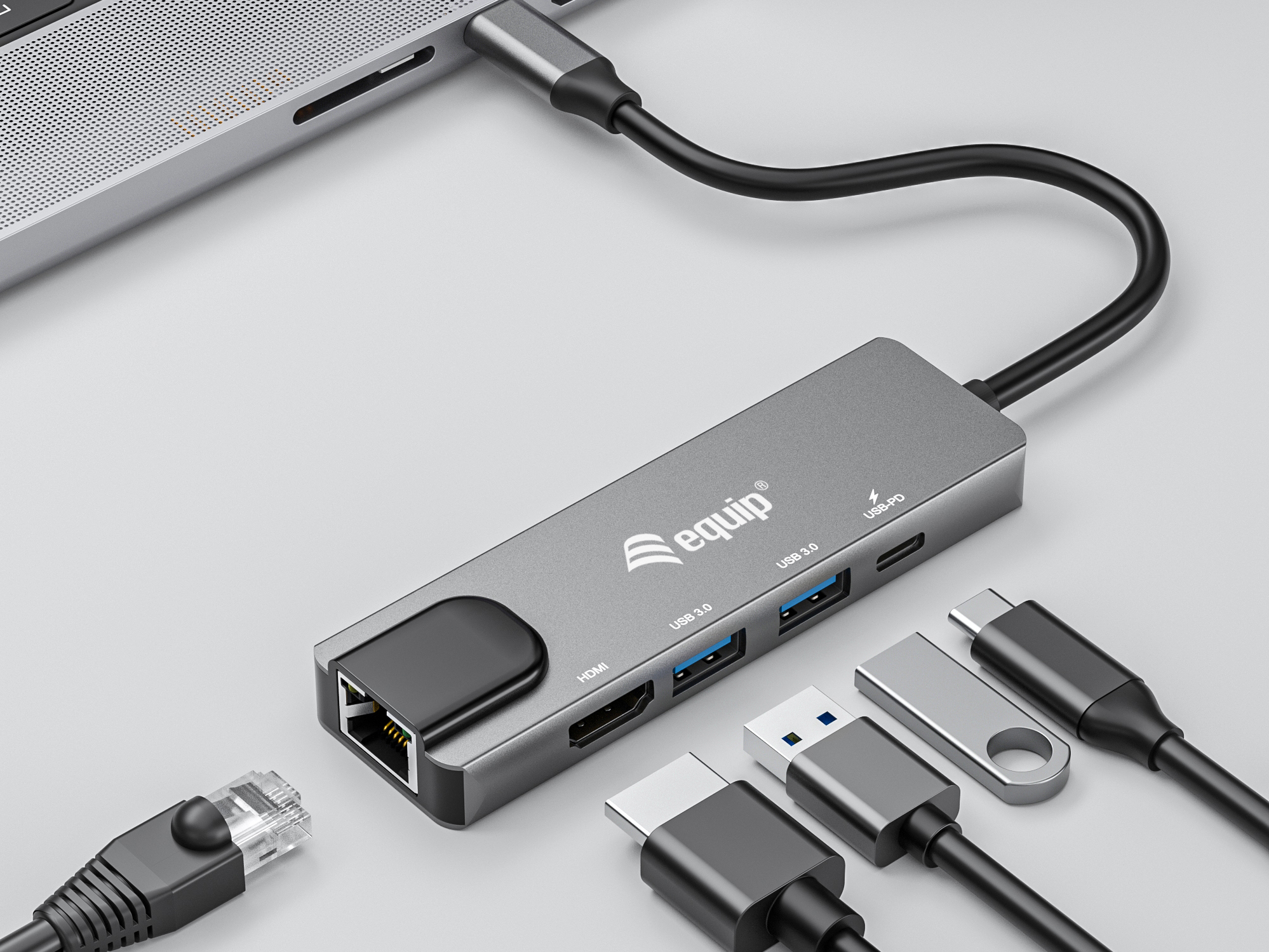 Equip Dock 5-1 USB-C->HDMI,2xUSB-A,GbE,100W USB-C 0.25m
