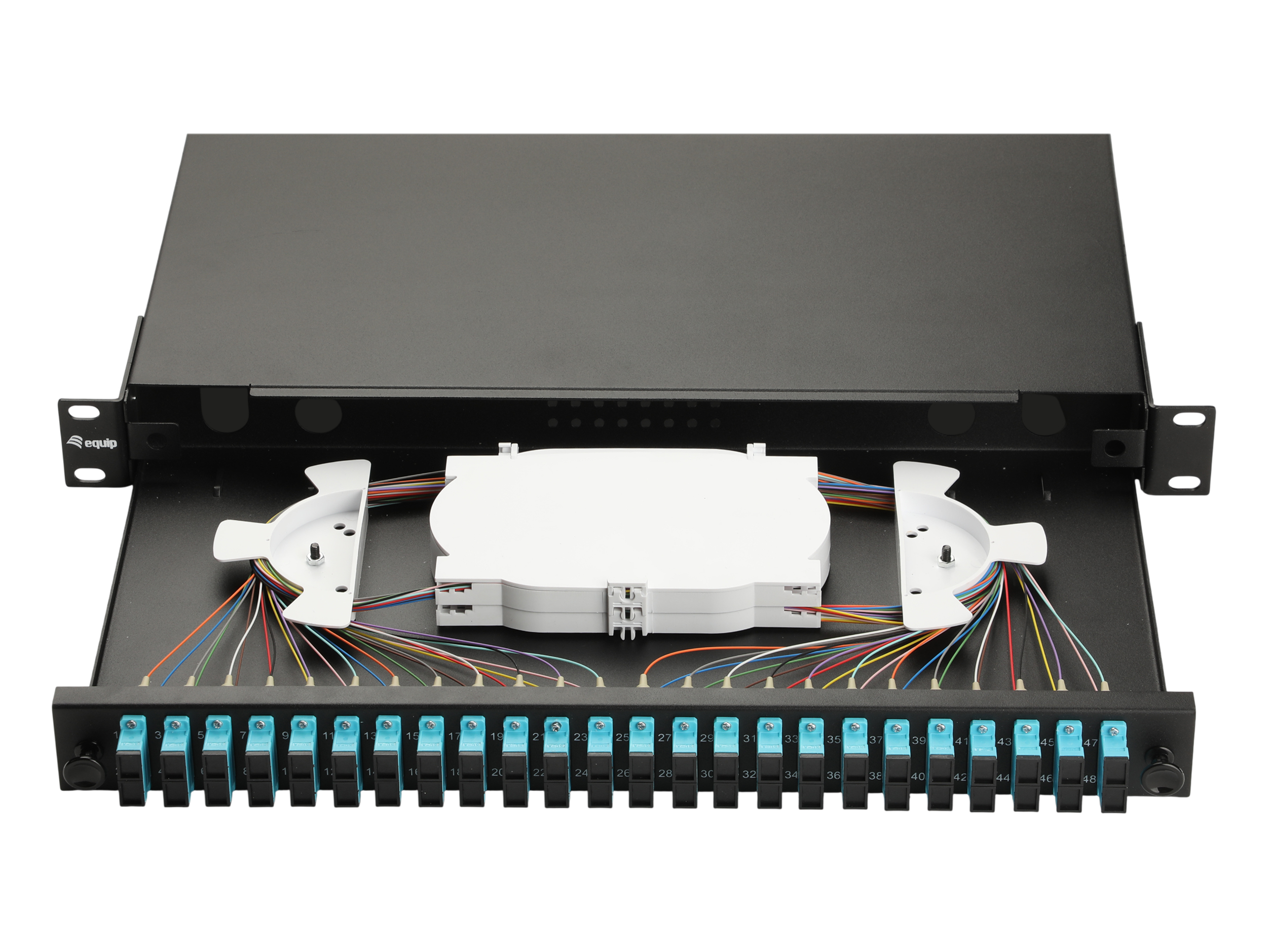 Equip LWL-Spleißkasten 24-Port SC-Duplex OM3 1U komplett sw