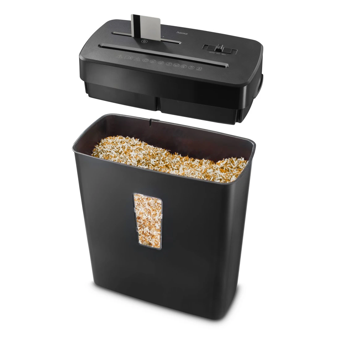 hama Prime M50CD-B Aktenvernichter mit Partikelschnitt P-5, 2 x 12 mm, bis 5 Blatt, schwarz