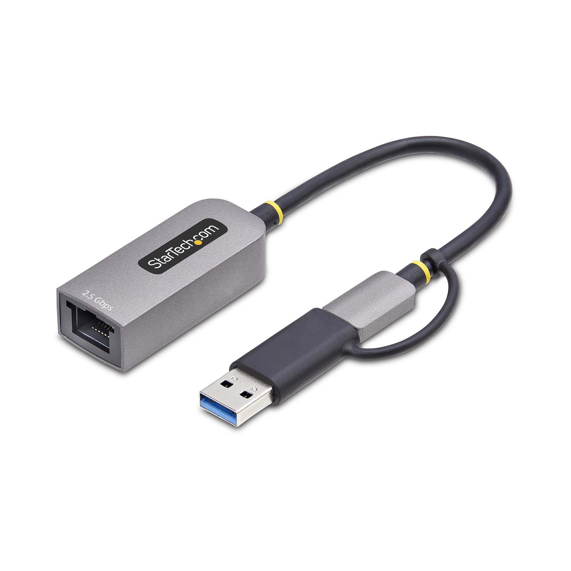 STARTECH.COM 2.5GbE USB C Ethernet Adapter mit USB-A Adapter USB-C LAN-RJ45 Netzwerkadapter USB 3.0 Typ-C 2.5Gb Netzwerk