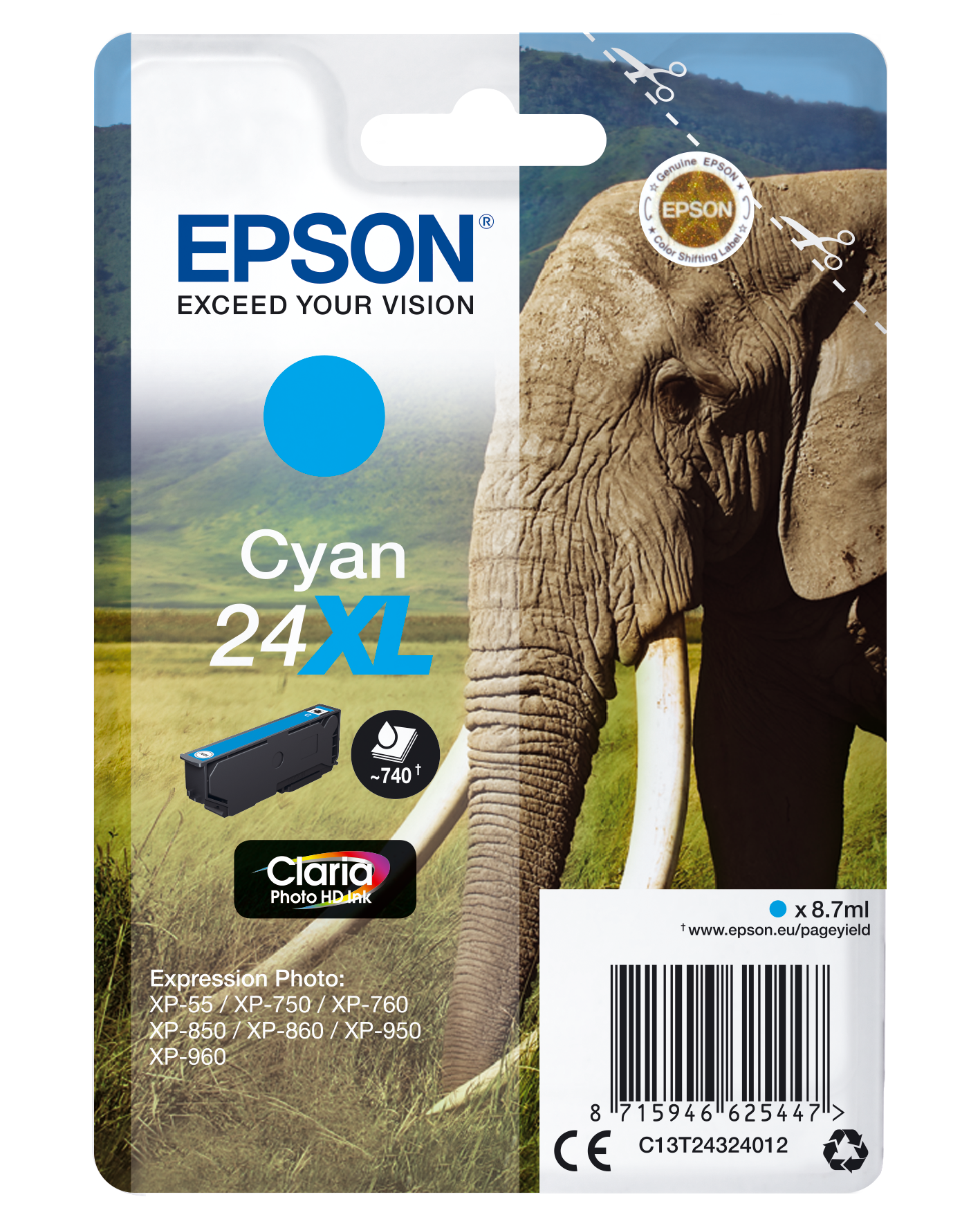 EPSON 24XL / T2432XL (Elefant) cyan Druckerpatrone