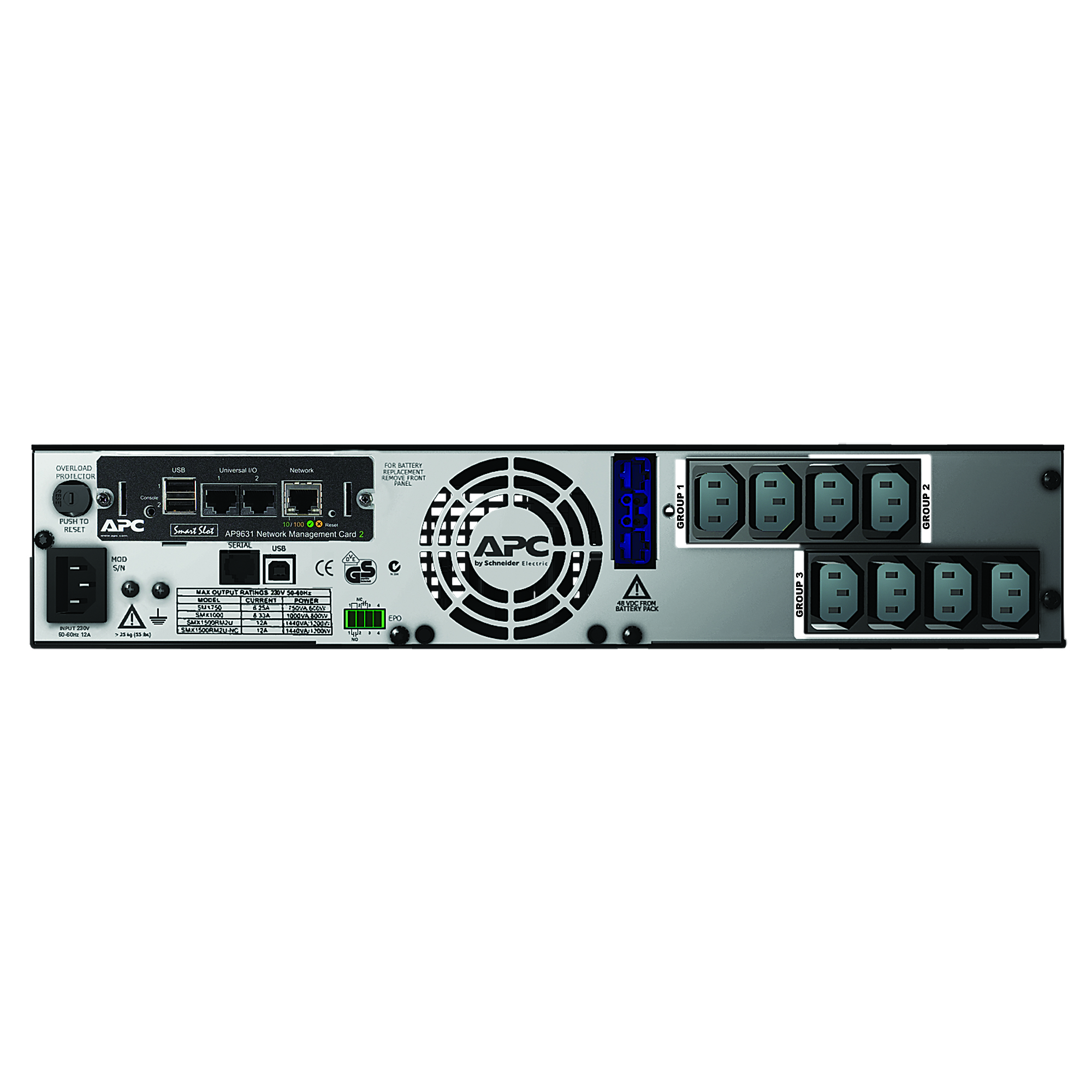 APC Smart-UPS X 1500 Rack/Tower LCD UPS Rack AC 230V 1200Watt 1500VA Ethernet RS-232 USB output connectors 8 2U Black