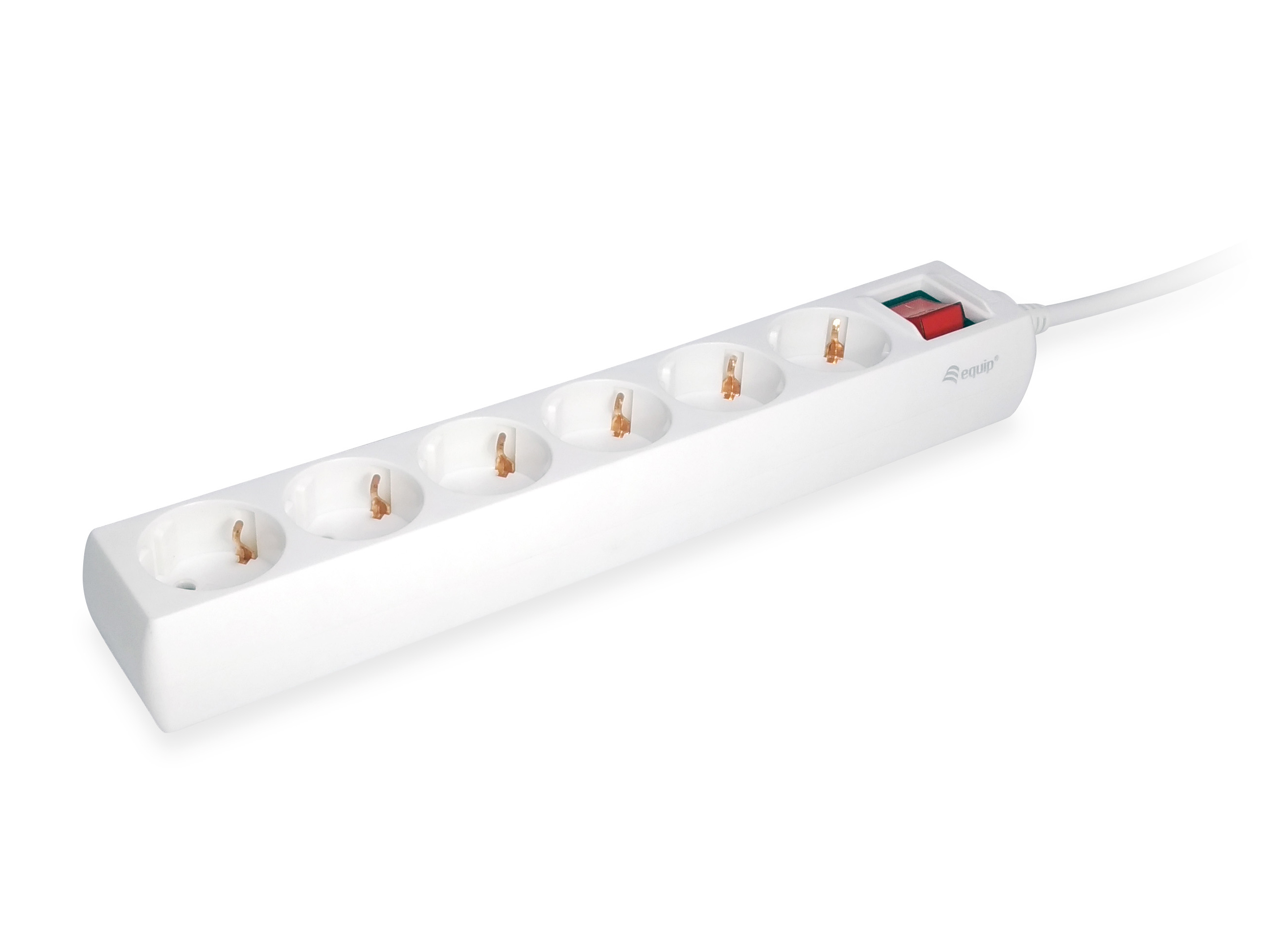 Equip Steckdosenleiste 6xSchuko+Switch->St.90°CL ws. Pla.