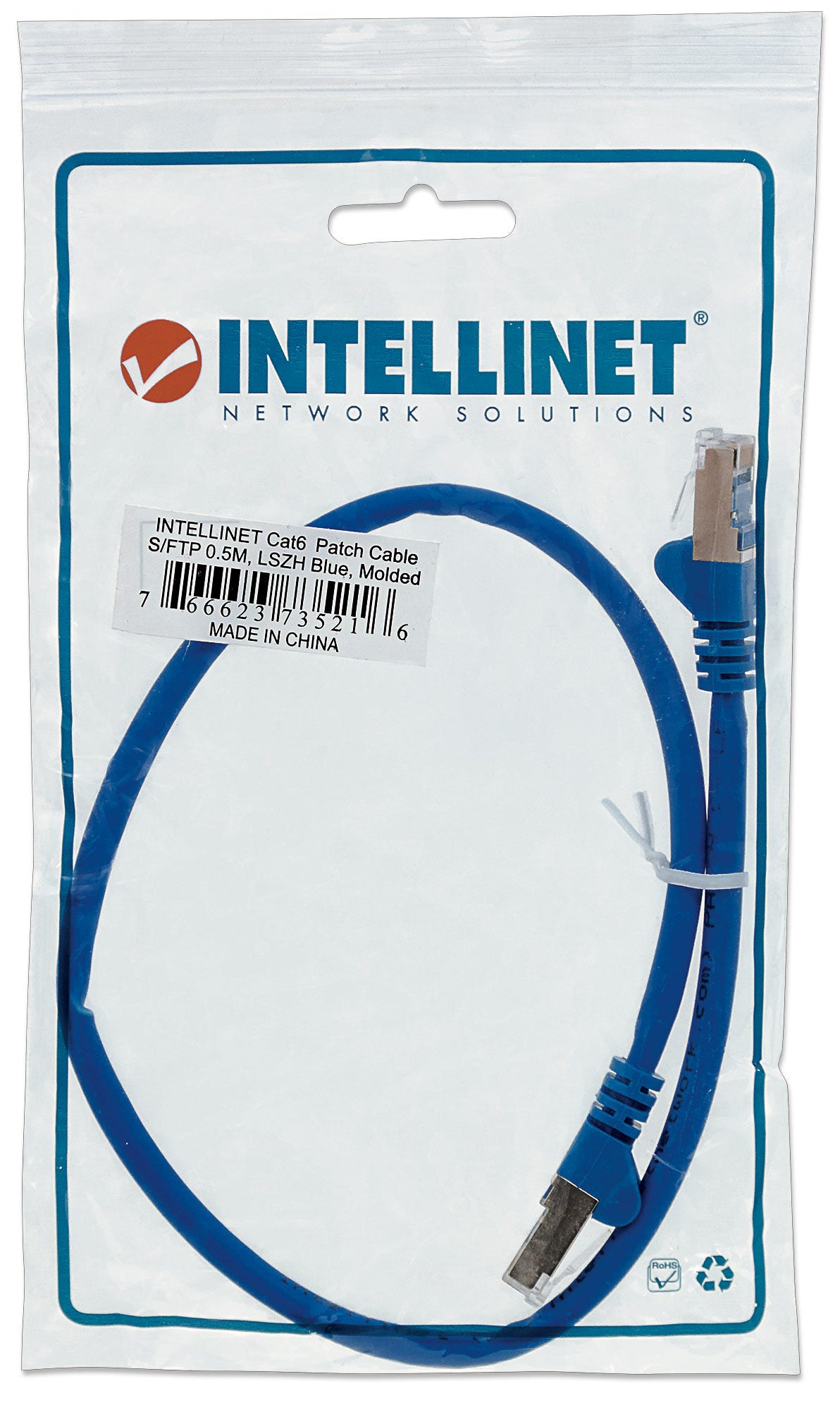 INTELLINET Patchkabel RJ45 S/FTP Cat6 Kupfer LSZH 0,5m blau
