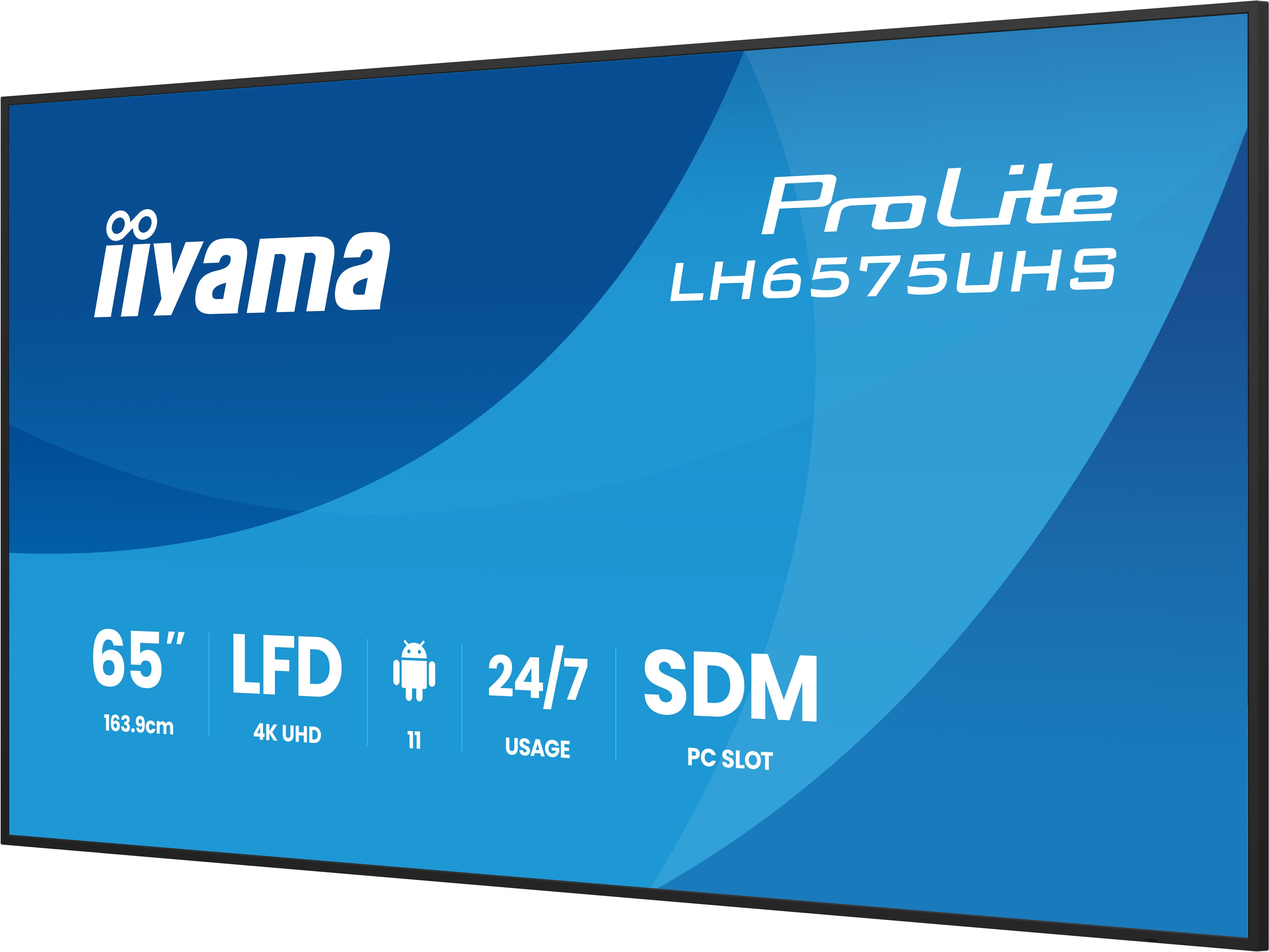 IIYAMA LH6575UHS-B2AG 165,1cm 65Zoll 3840x2160 UHD IPS panel Haze 25Percent 500cd/m Landscape and Portrait