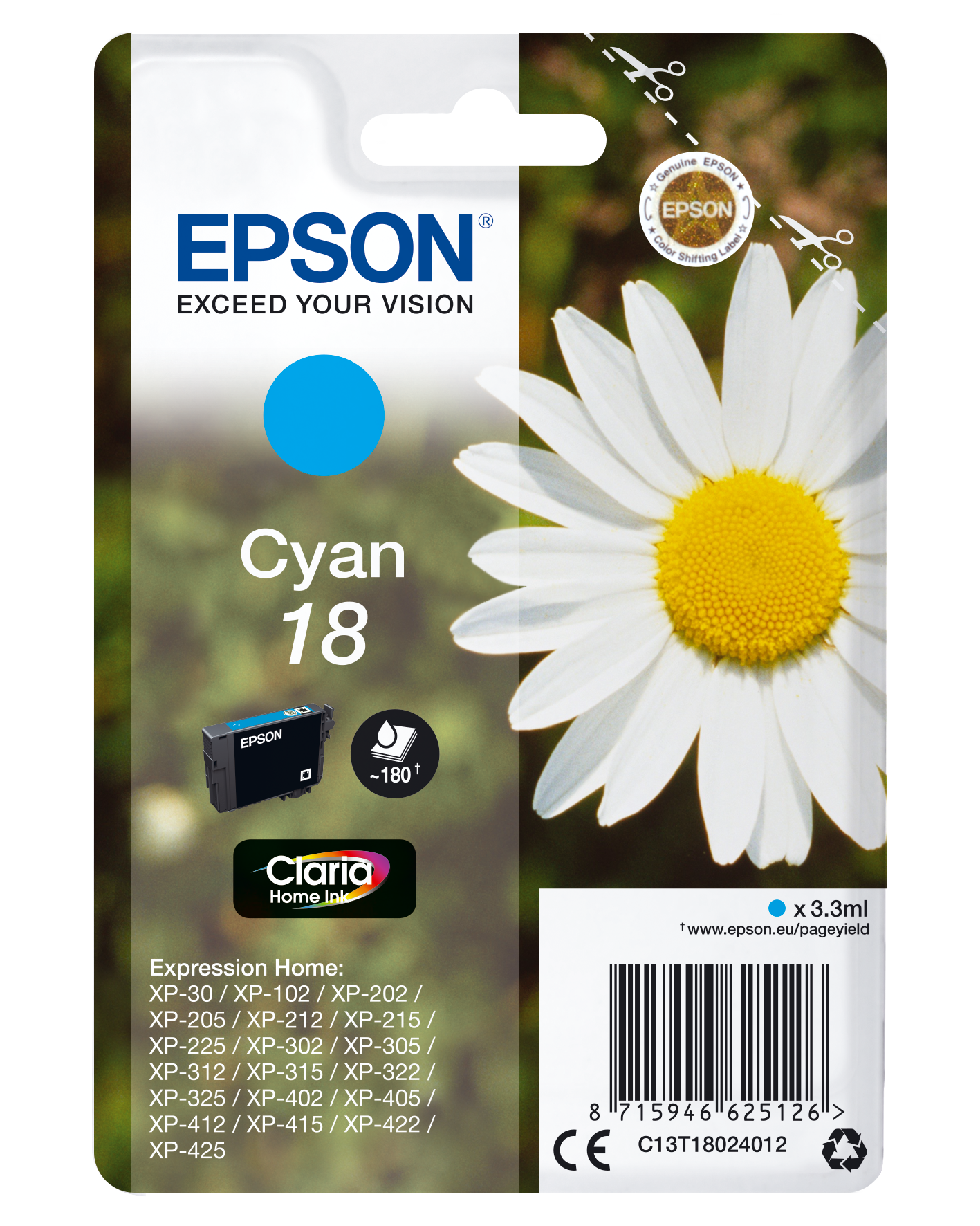 EPSON 18 / T1802 (Gänseblümchen) cyan Druckerpatrone