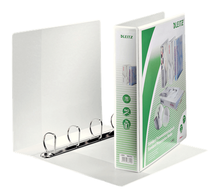 LEITZ Präsentationsringbücher 4-Ringe weiß 6,3 cm DIN A4, 4 St.