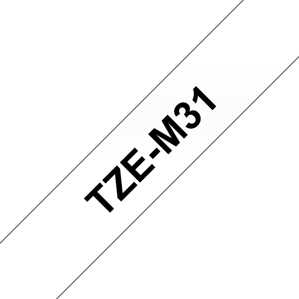 TZE-M31 LAMINATED TAPE 12MM 8M BLACK ON CLEAR MATT