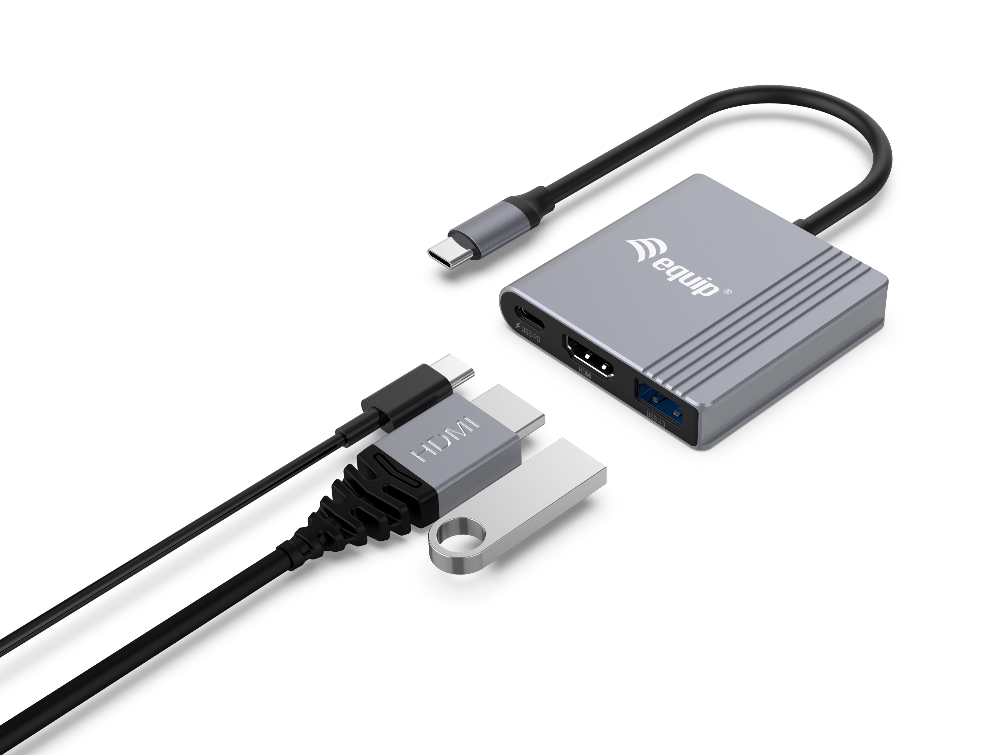 Equip Dock 3-1 USB-C->HDMI,USB-A,100W USB-C 0.25m