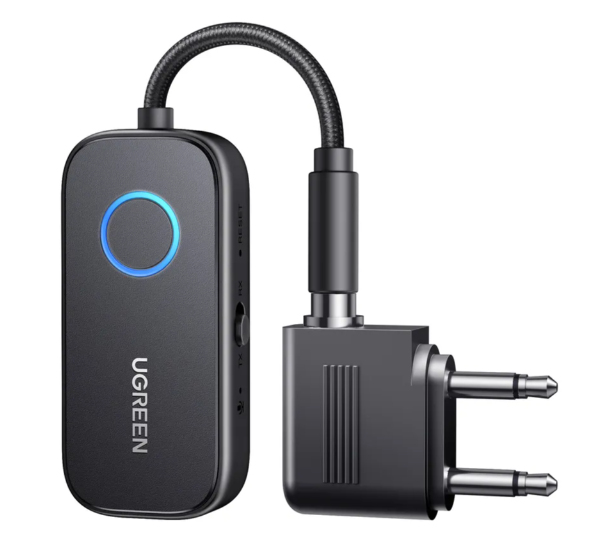 UGREEN CM672 aptX 3,5mm Klinke 2-in-1 Bluetooth 5.3 Transmitter und Receiver Dual Connection TX und RX Modus fuer Flugzeug KFZ TV