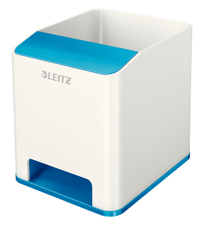 LEITZ Stiftehalter WOW Duo Colour perlweiß/blau Polystyrol 2 Fächer 9,0 x 10,1 x 10,0 cm
