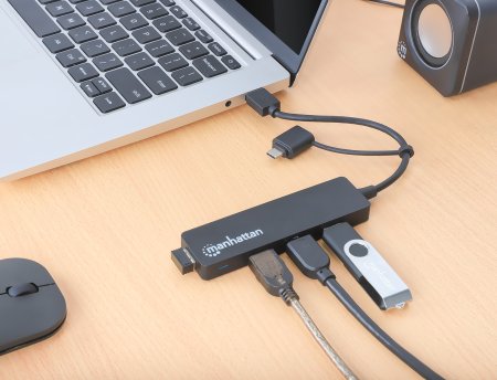 MANHATTAN 4-Port USB 3.0 Typ-C / Typ-A Kombi-Hub schwarz