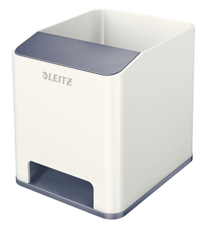 LEITZ Stiftehalter WOW Duo Colour perlweiß/grau Polystyrol 2 Fächer 9,0 x 10,1 x 10,0 cm