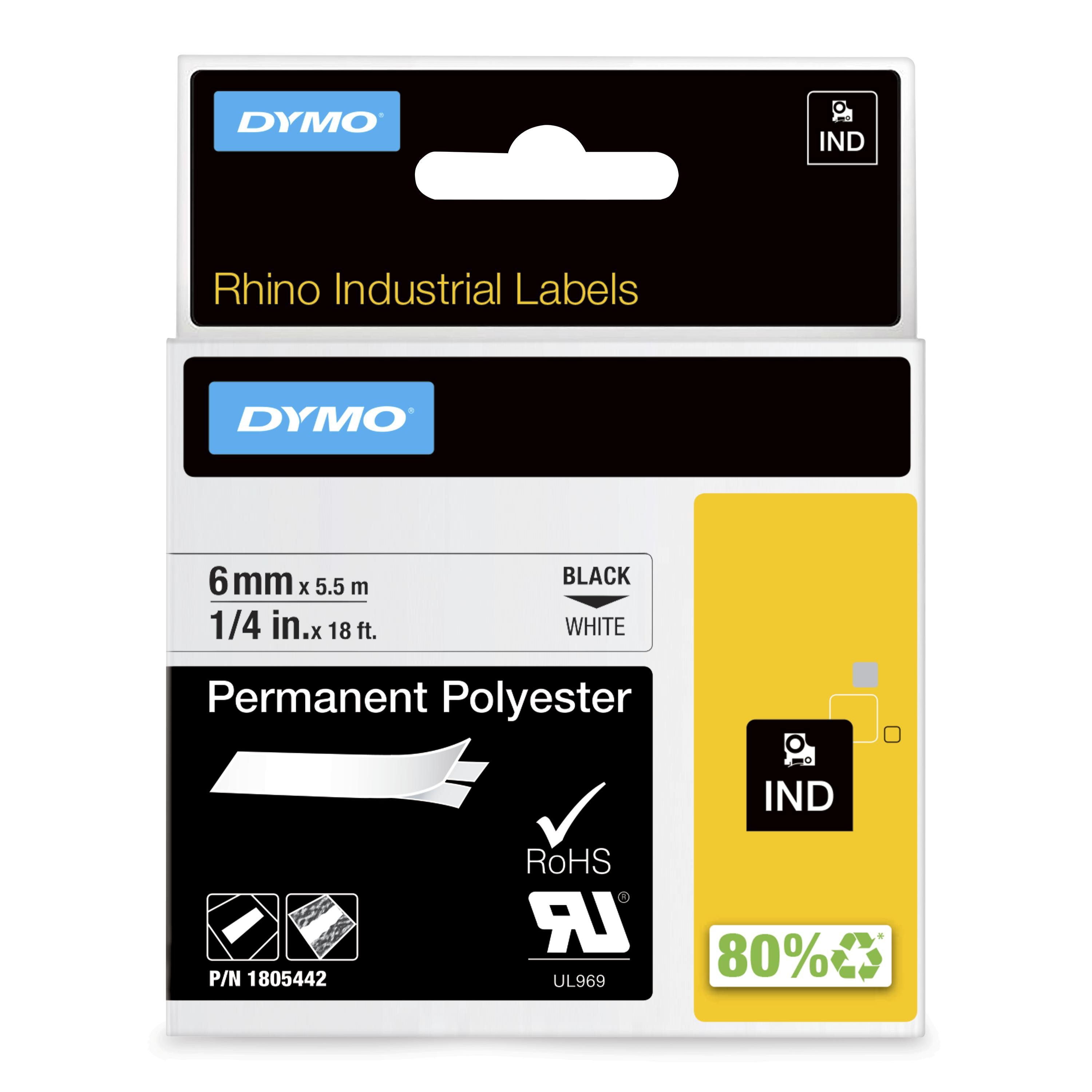 DYMO Rhino Band Polyes. 6mmx5.5m schwarz->weiß