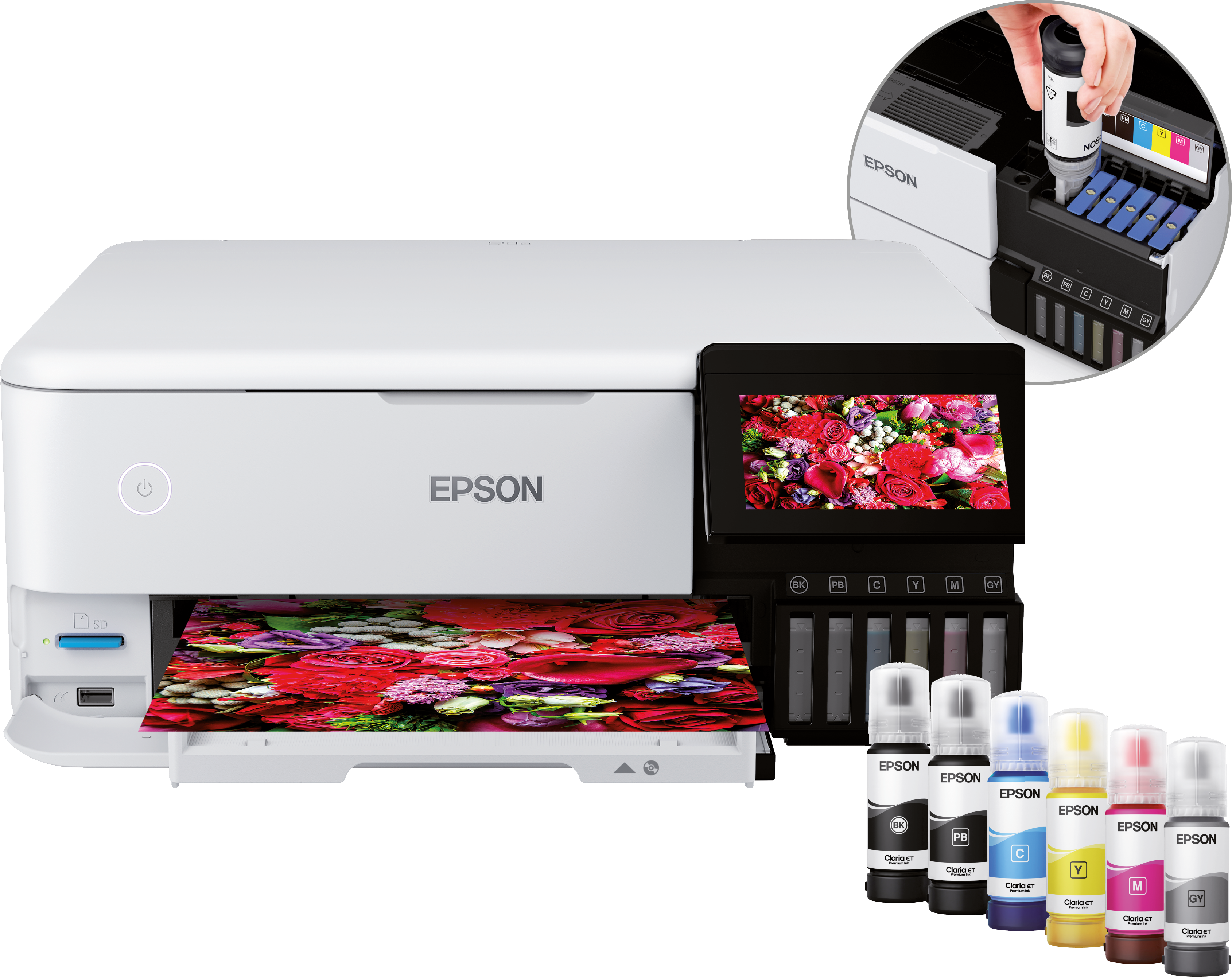 EPSON EcoTank ET-8500 3 in 1 Tintenstrahl-Multifunktionsdrucker weiß