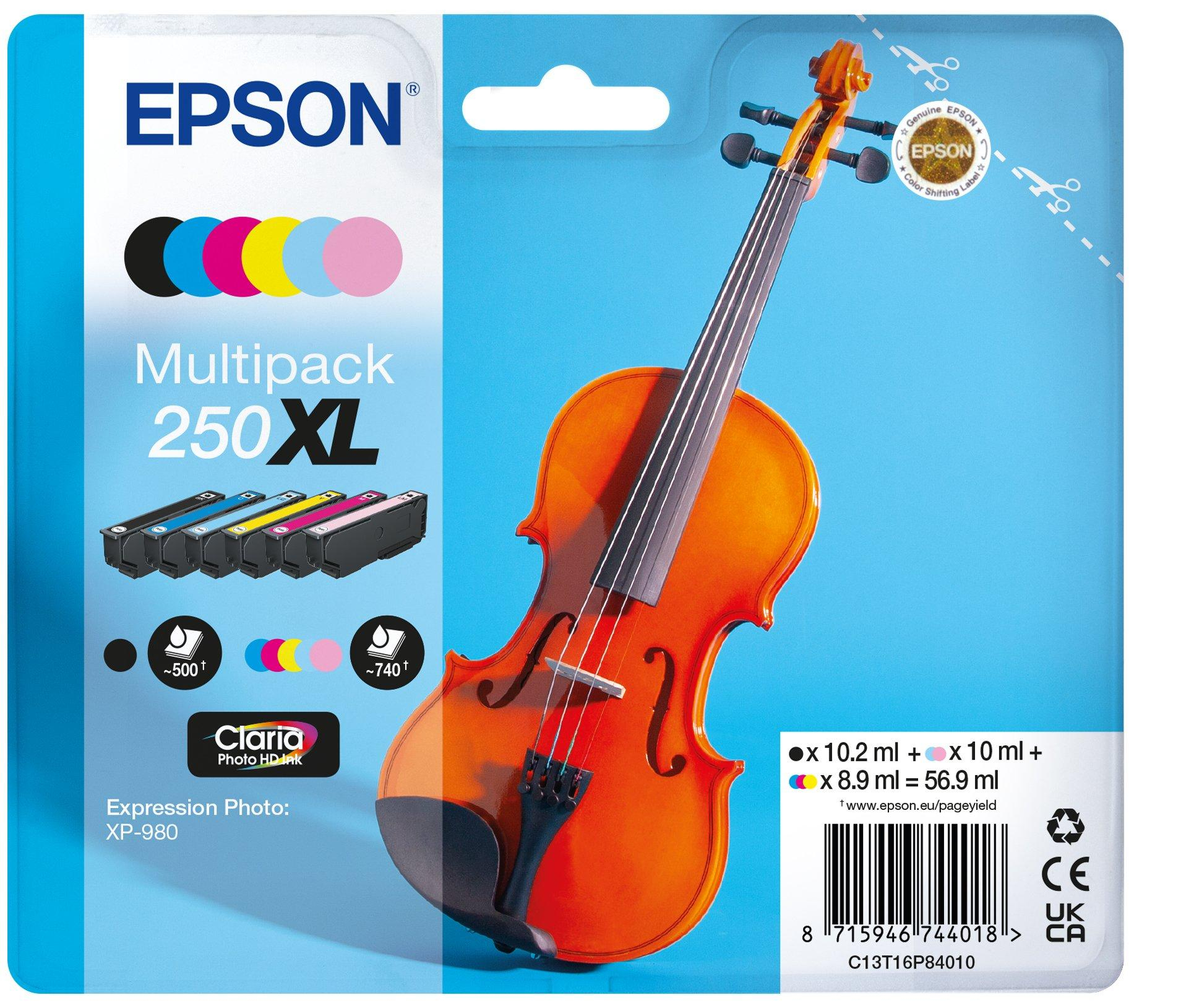 EPSON 250XL (Violine) mehrfarbig Druckerpatronen, 6er-Set