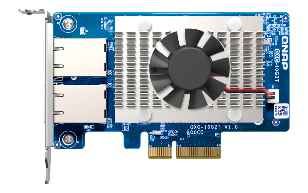 QNAP Dual-port BASET 10GbE network expansion card low-profile form factor PCIe Gen3 x4 Aquantia AQC107