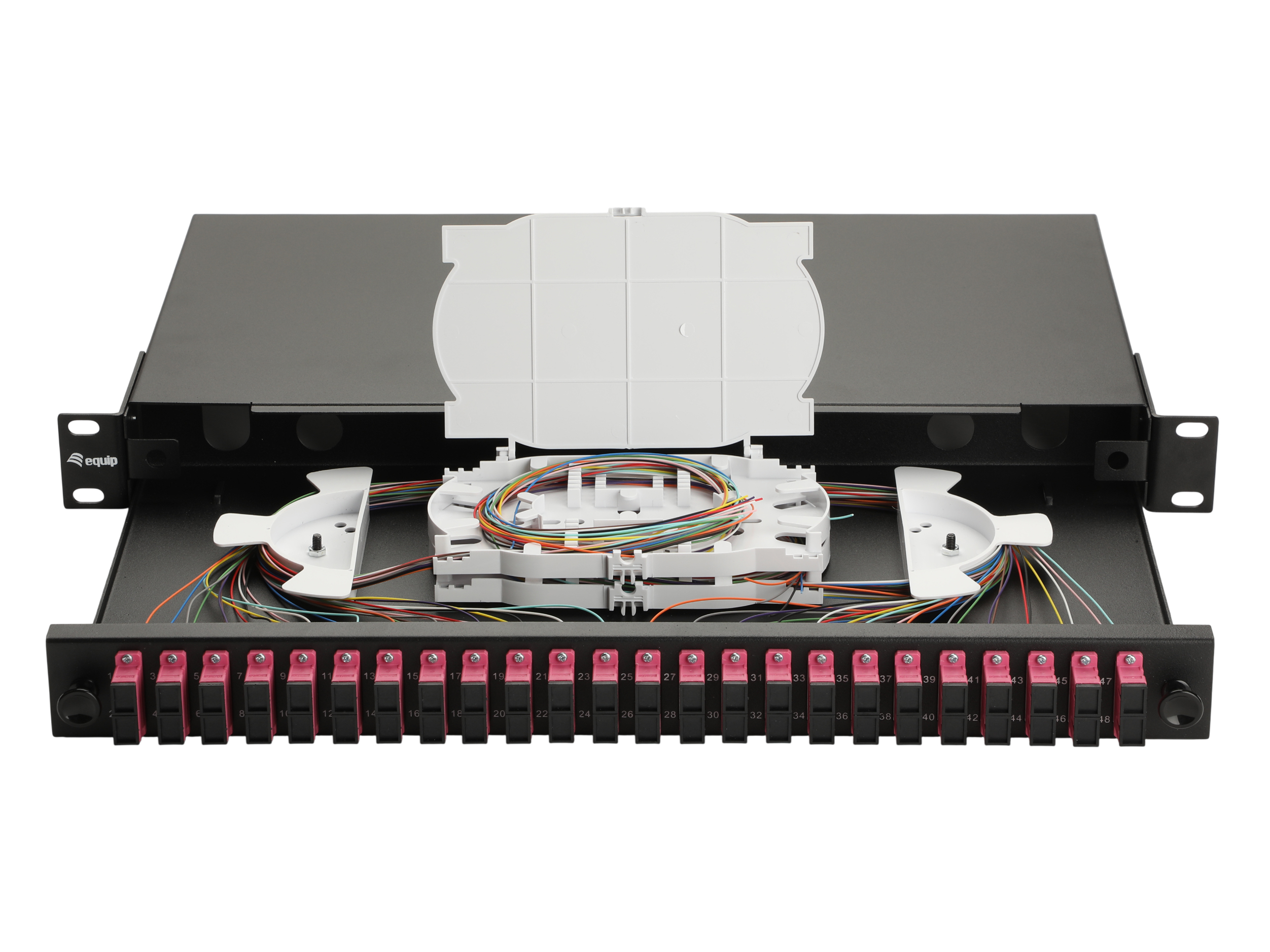 Equip LWL-Spleißkasten 24-Port SC-Duplex OM4 1U komplett sw