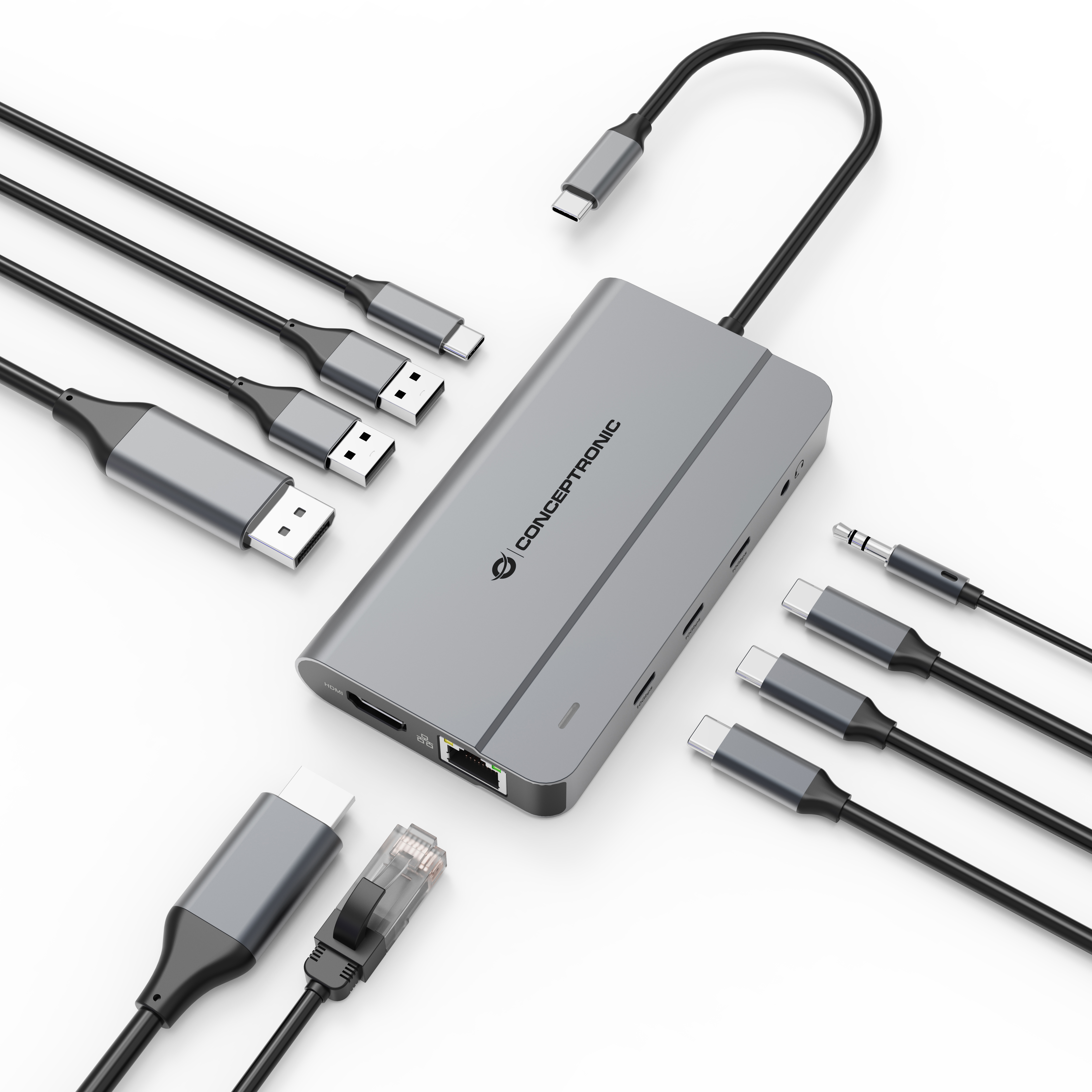 CONCEPTRONIC 10-1 Dock USB-C->HDMI/2xUSB-A/3xUSB-C/100WPD