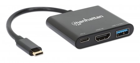 MANHATTAN USB-C auf HDMI 3-in-1 Docking-Konverter mit Power Delivery 100W HDMI 4K30Hz USB-A 5Gbit/s Buchsen Passthrough-Ladeanschl.