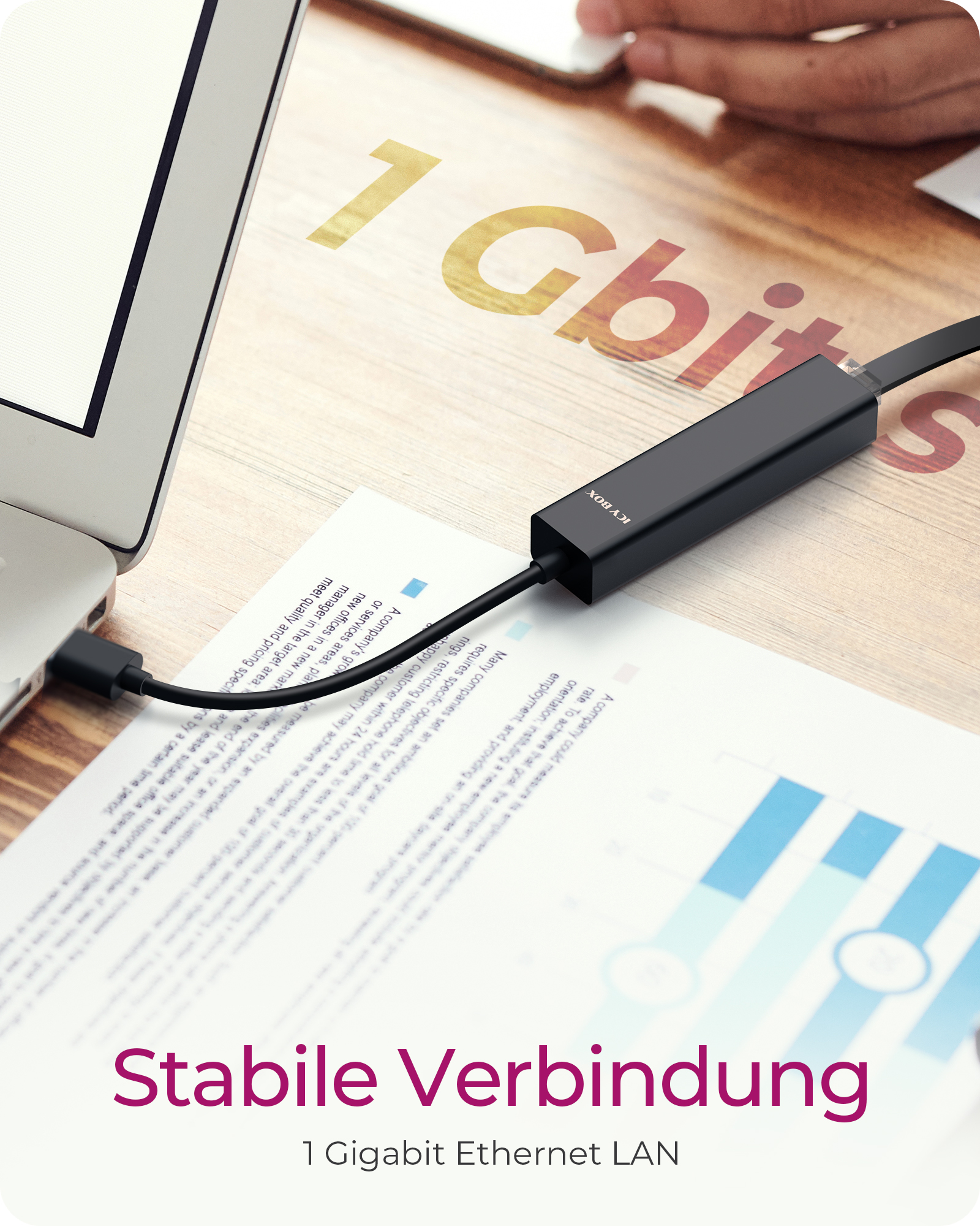 Adapter IcyBox USB3.2 Gen1 Hub & Gigabit LAN 4-in-1 retail