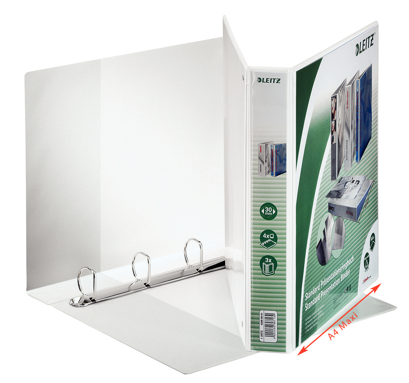 LEITZ Präsentationsringbücher 4-Ringe weiß 5,0 cm DIN A4, 6 St.