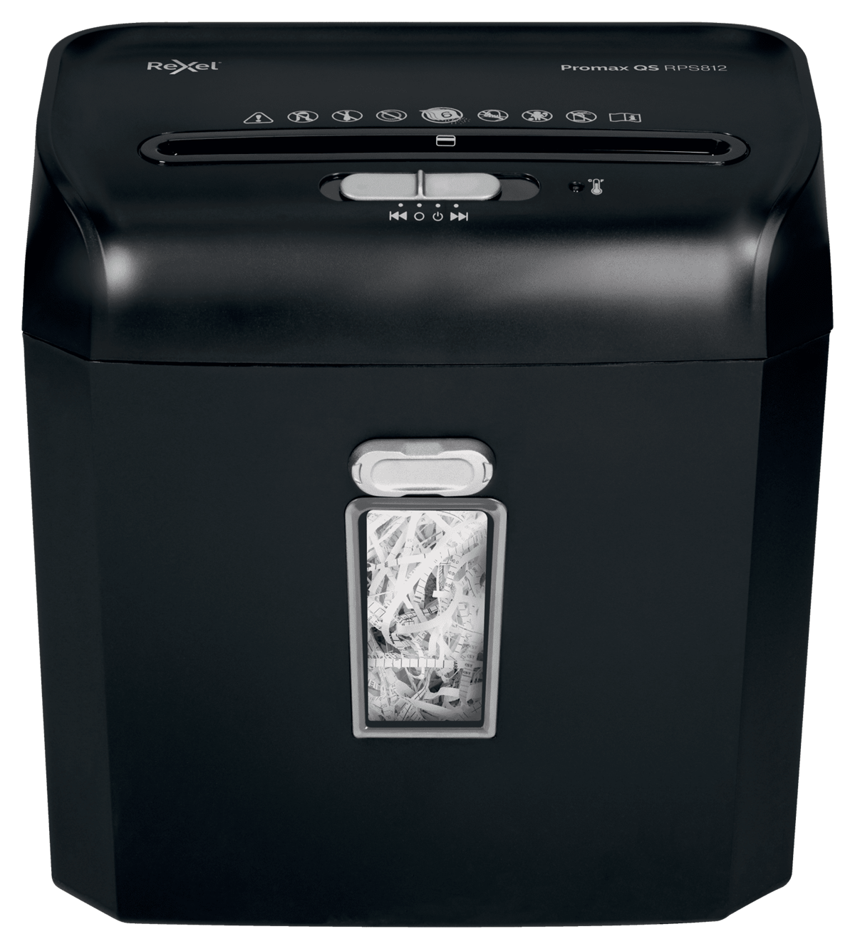 Rexel ProMax RPS812 Aktenvernichter mit Streifenschnitt P-2, 6 mm, bis 8 Blatt, schwarz