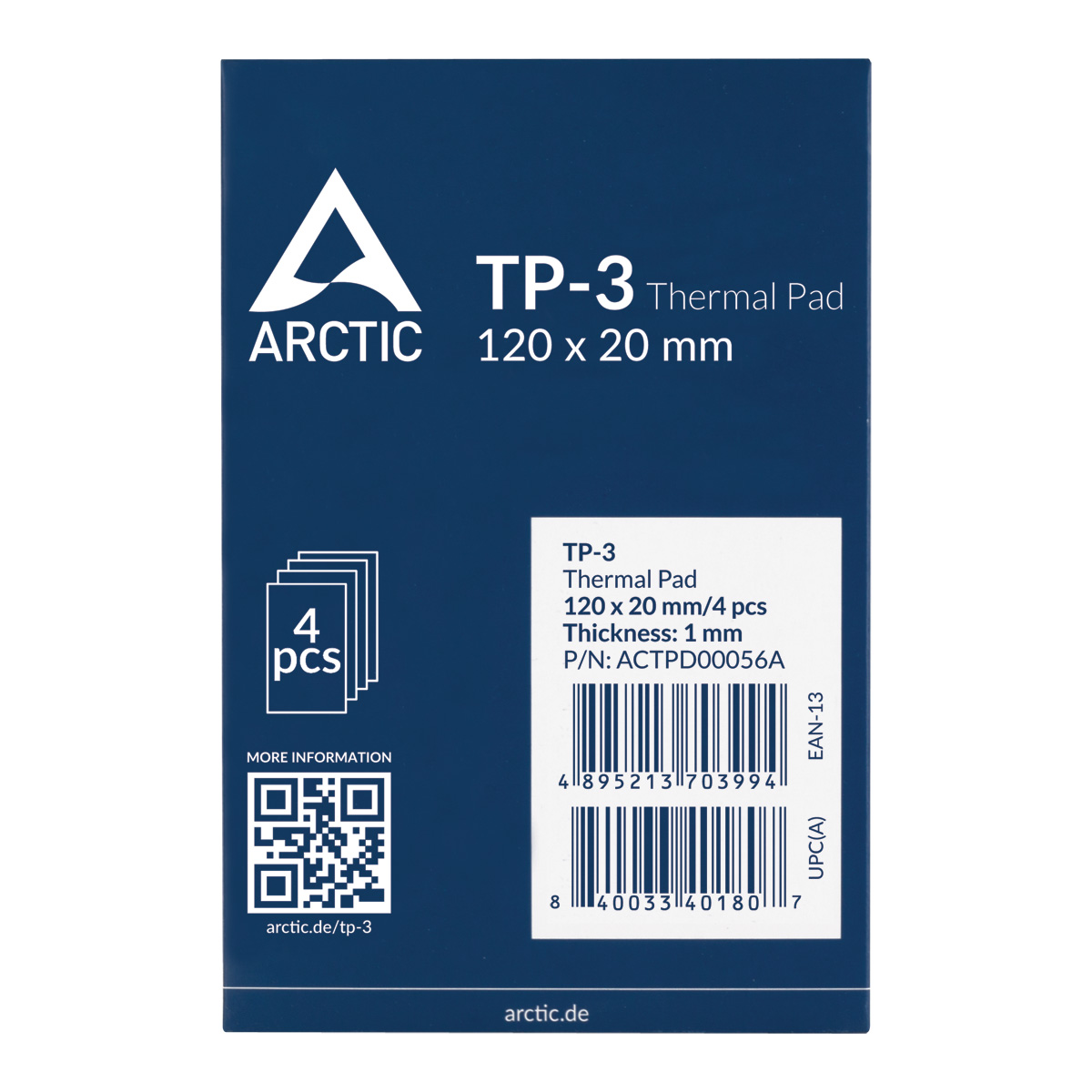 ARCTIC Thermal Pad TP-3 120*20mm (1,0mm) 4erPack