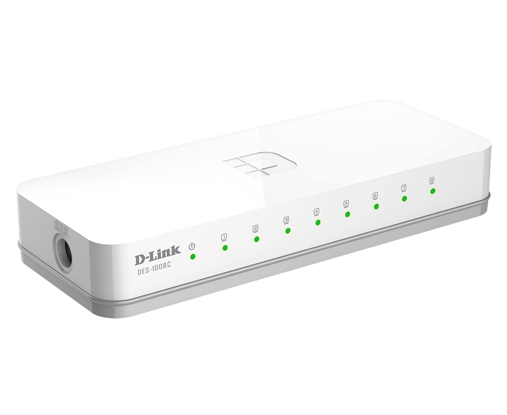 D-LINK DES-1008C 8-Port Fast Ethernet unmanaged Switch 8x 100Base-TX lüfterlos weiss