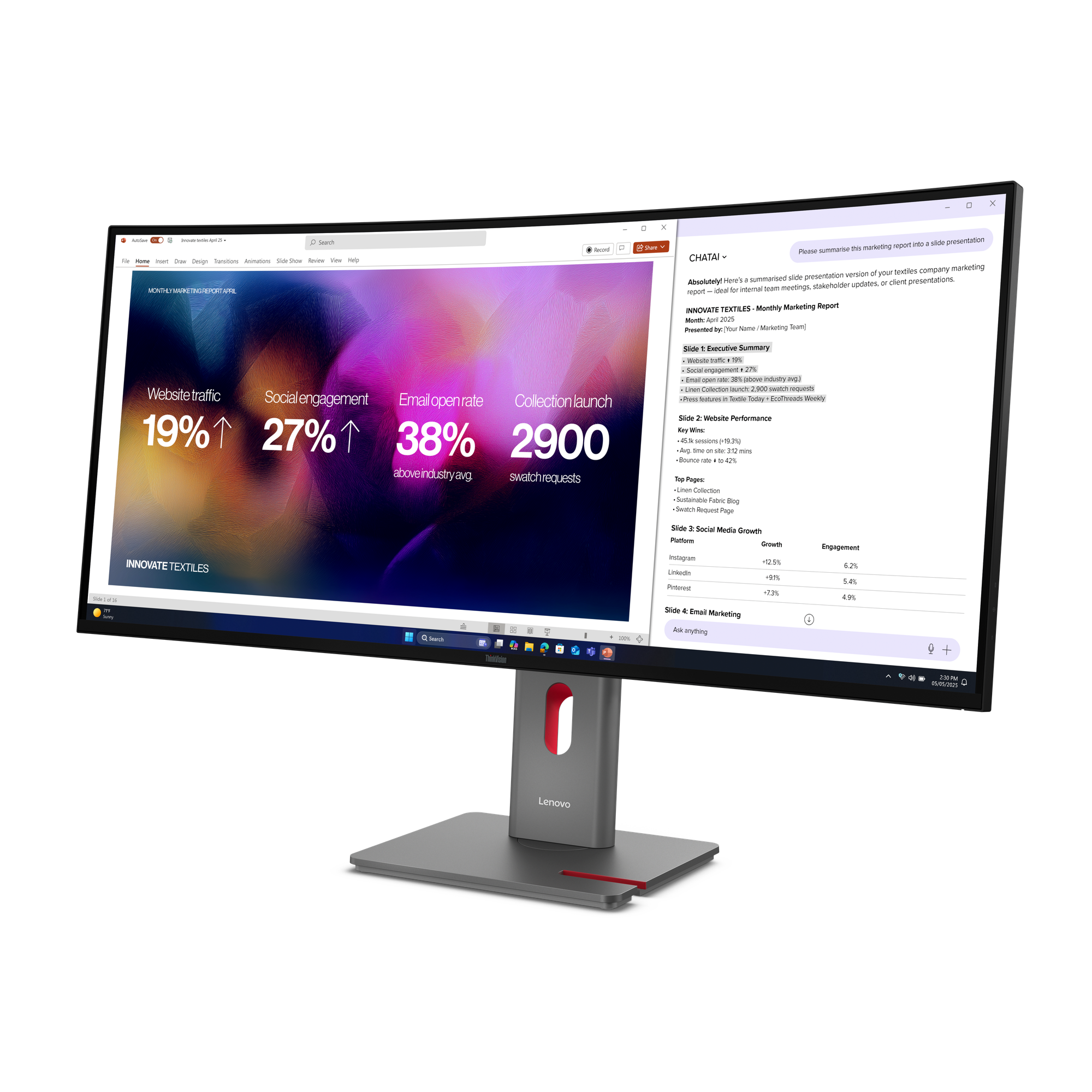 LENOVO ThinkVision P40WD-40 LED monitor curved 100,84cm 39,7Zoll 5120x2160 5K 120Hz IPS HDR10 Thunderbolt 4 HDMI DisplayPort speaker