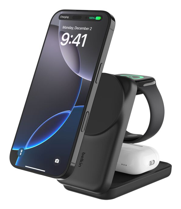 ULTRACHARGE 25 WATT QI2 MAGNETI 3-IN-1 LADESTATION KLAPPBAR SCHW