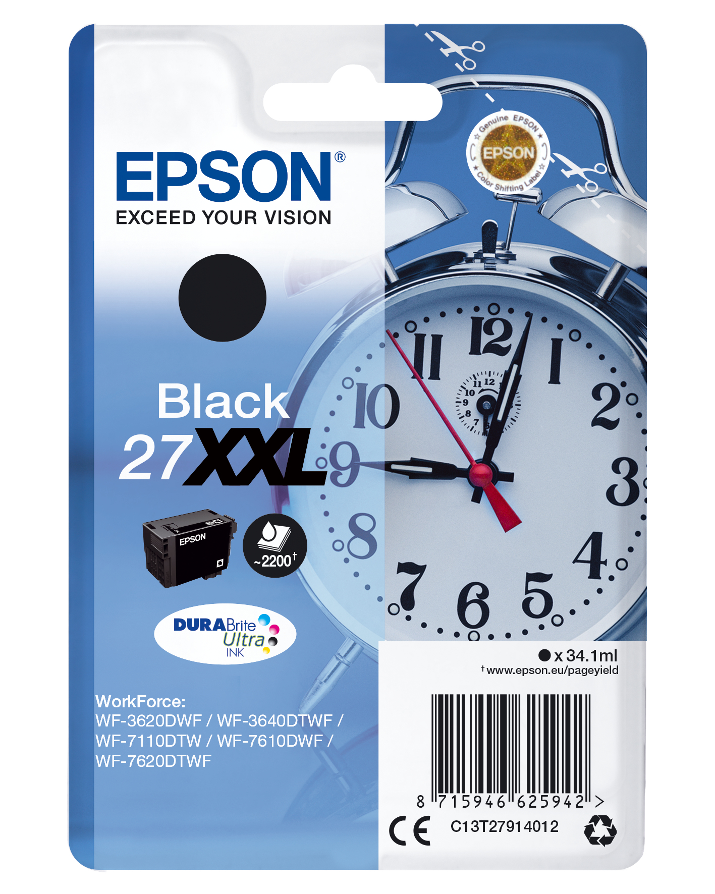 EPSON 27XXL / T2791XXL (Wecker) schwarz Druckerpatrone