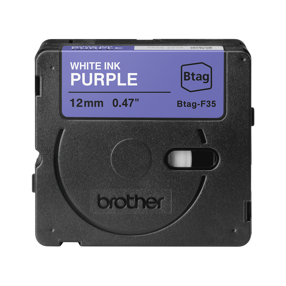 brother Schriftband Btag BTAGF35, 12 mm, weiß auf lila, 1 St.