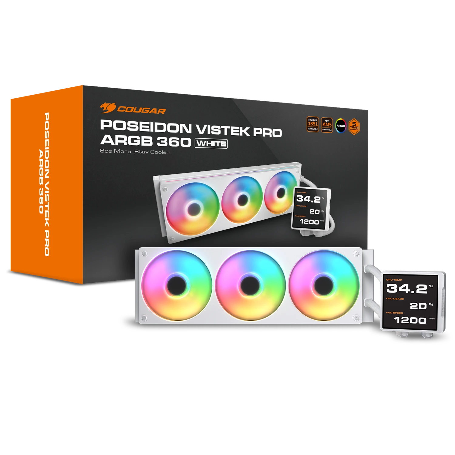 COUGAR CPU Wasserkühlung Poseidon Vistek Pro 360,ARGB,Weiß