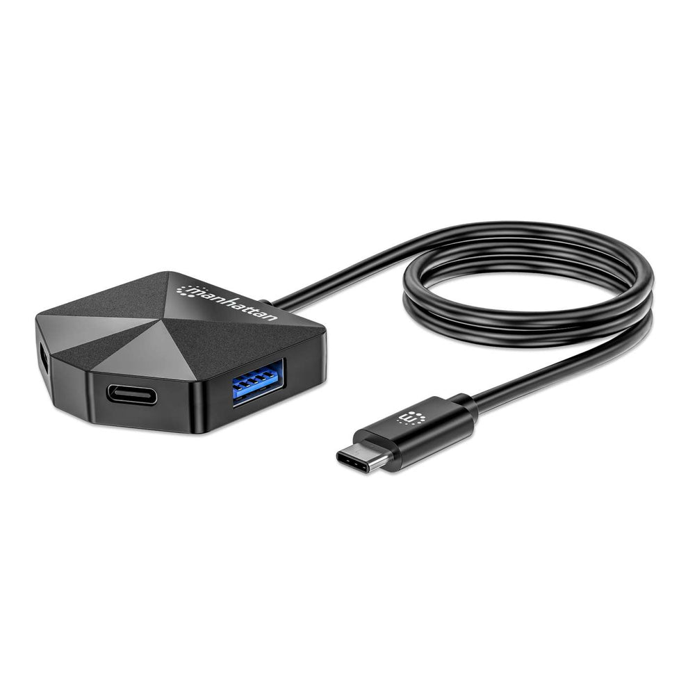 MANHATTAN 4-Port USB-C/-A Kombo-Hub USB-C-Stecker auf zwei USB-C-Ports und zwei USB-A-Ports 5 Gbit/s Aluminium schwarz
