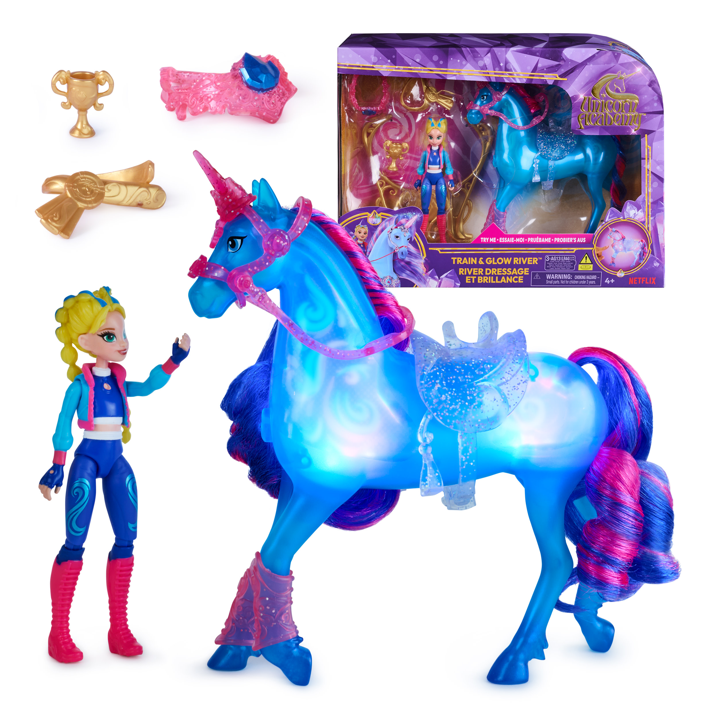Unicorn Academy - Train and Glow River mit Isabel Set, Spielfigur